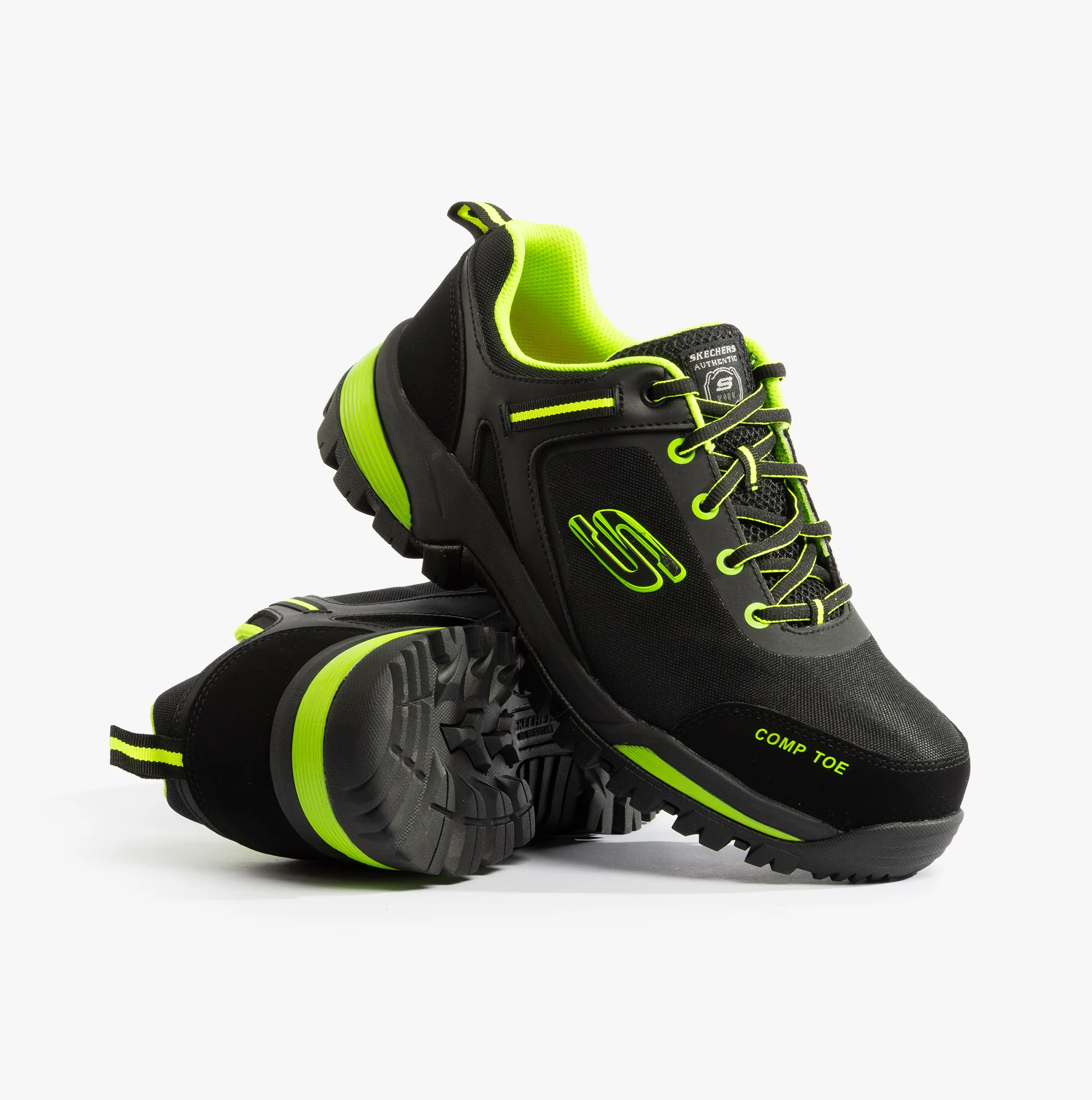Skechers Work 200188EC GATLON Mens Safety Trainers Black/Lime - Image 2