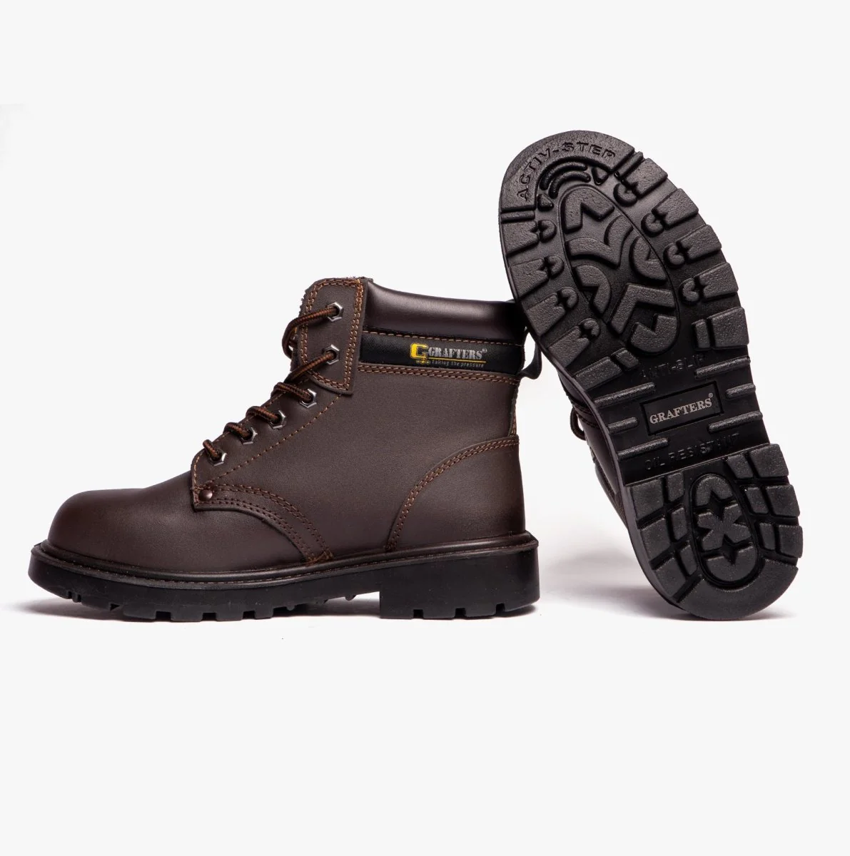 Grafters APPRENTICE Unisex Leather Safety Boots Brown - Image 11
