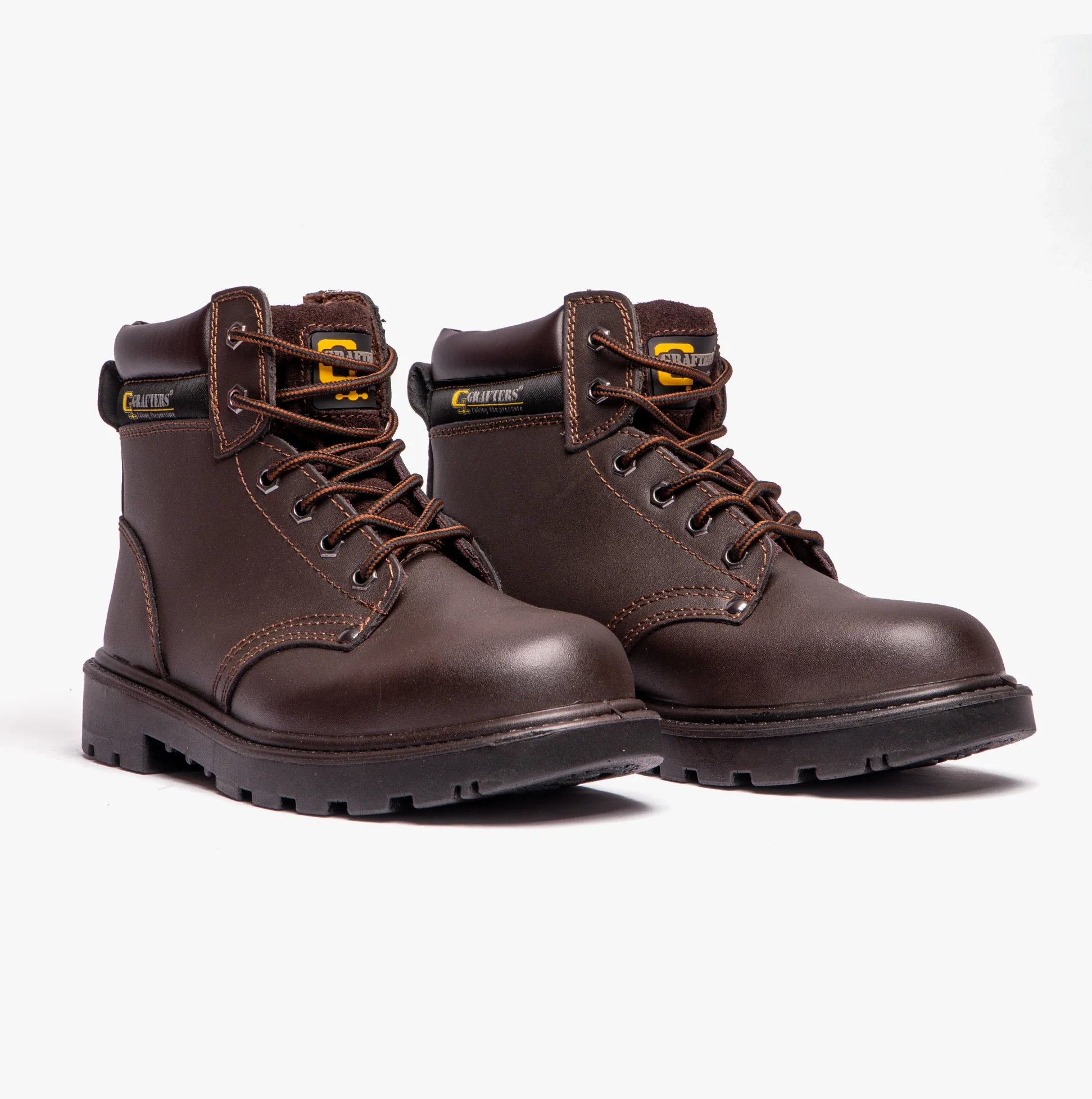Grafters APPRENTICE Unisex Leather Safety Boots Brown - Image 2