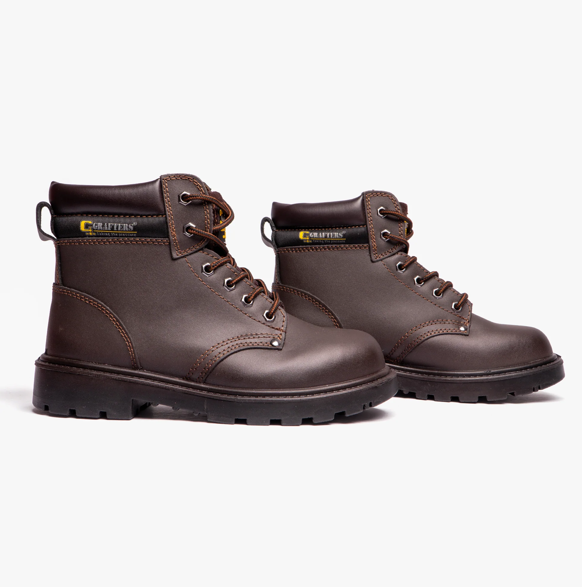 Grafters APPRENTICE Unisex Leather Safety Boots Brown - Image 6