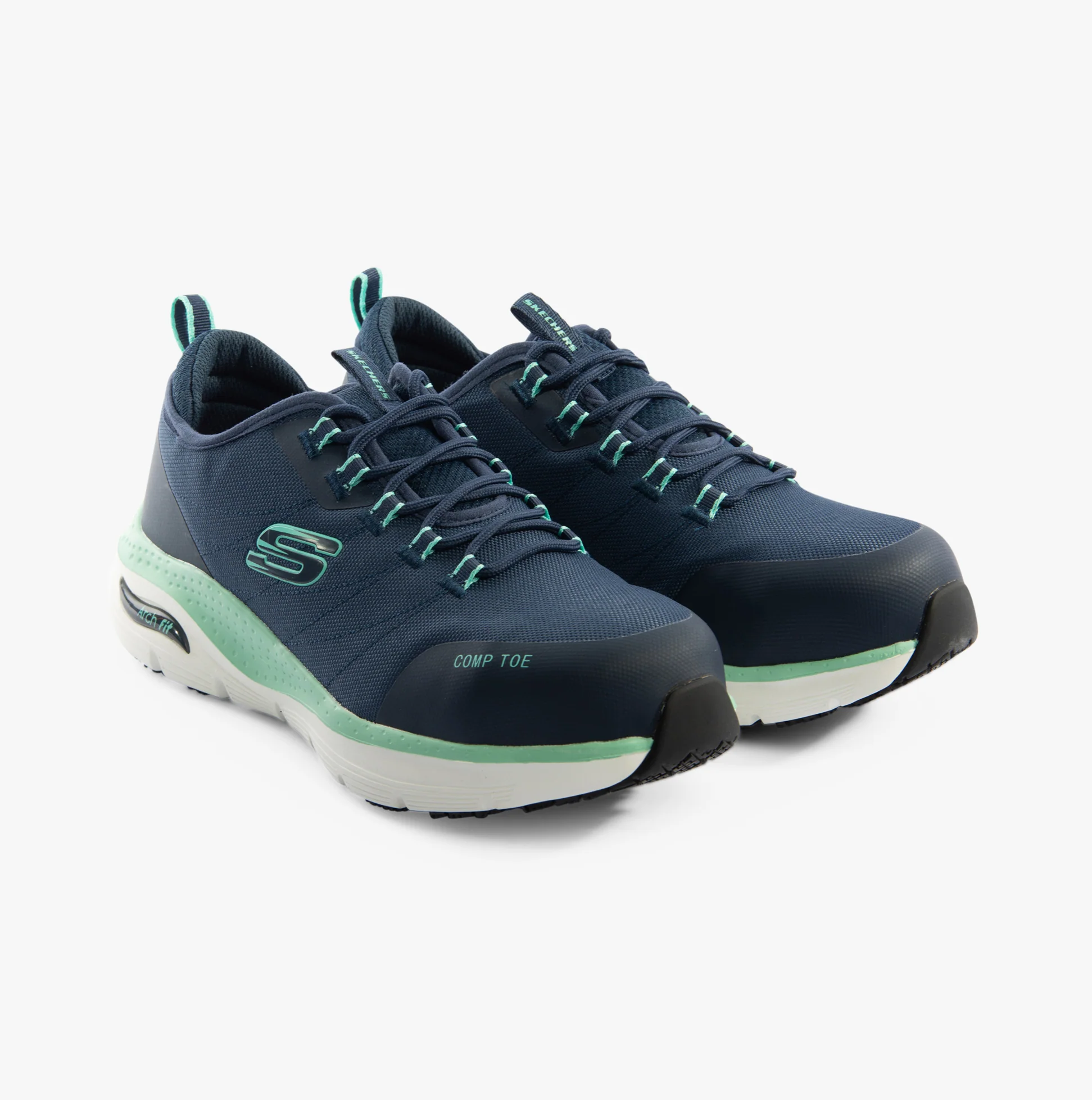 Skechers Work 108075EC ARCH FIT SR - EBINAL Womens Safety Trainers Navy/Aqua - Image 6