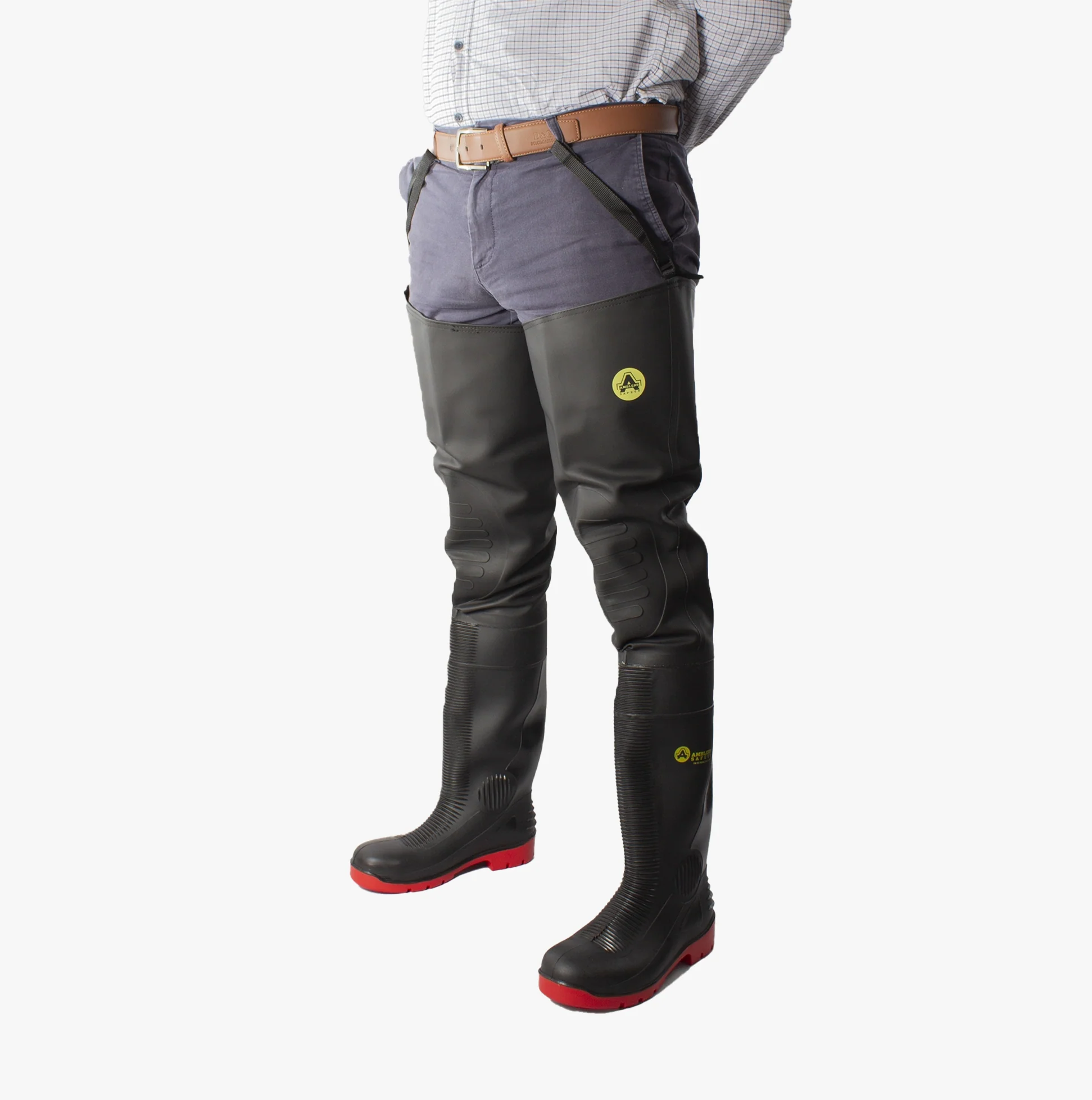 Amblers Safety RHONE Unisex Safety Thigh Waders Black/Red - Image 4