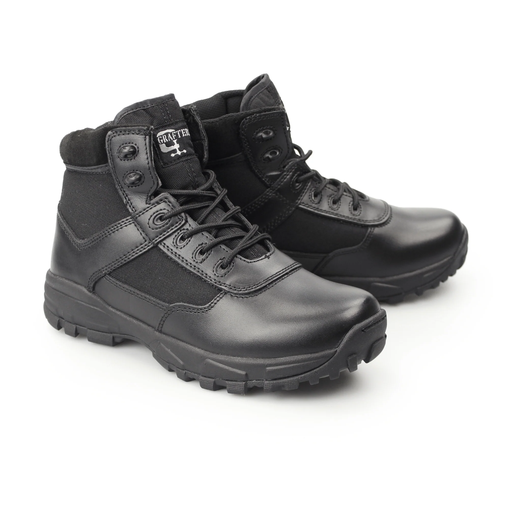 Grafters COVER II Unisex Leather Work Boots Black - Image 3