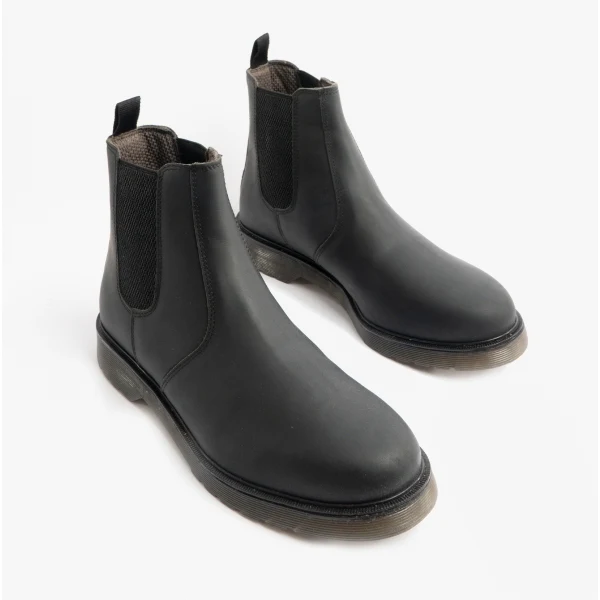 STB ELLIS Unisex Leather Air Cushioned Dealer Boots Waxy Black - Image 3