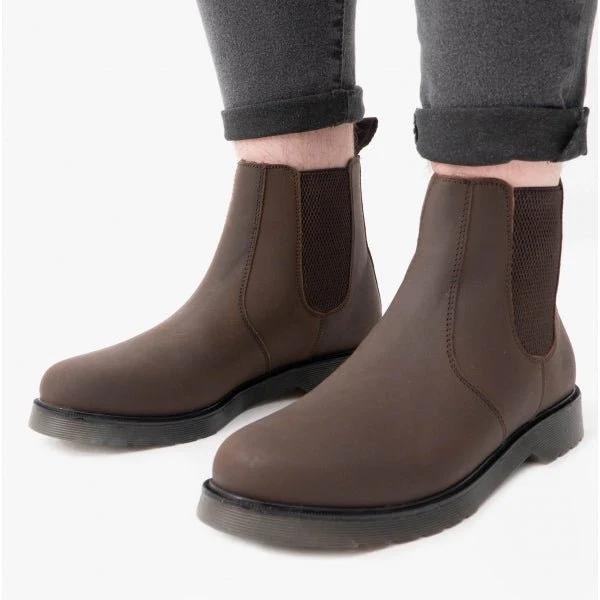 STB ELLIS Unisex Leather Air Cushioned Dealer Boots Waxy Brown - Image 11