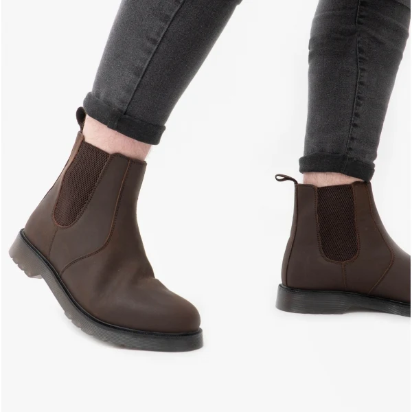 STB ELLIS Unisex Leather Air Cushioned Dealer Boots Waxy Brown - Image 8