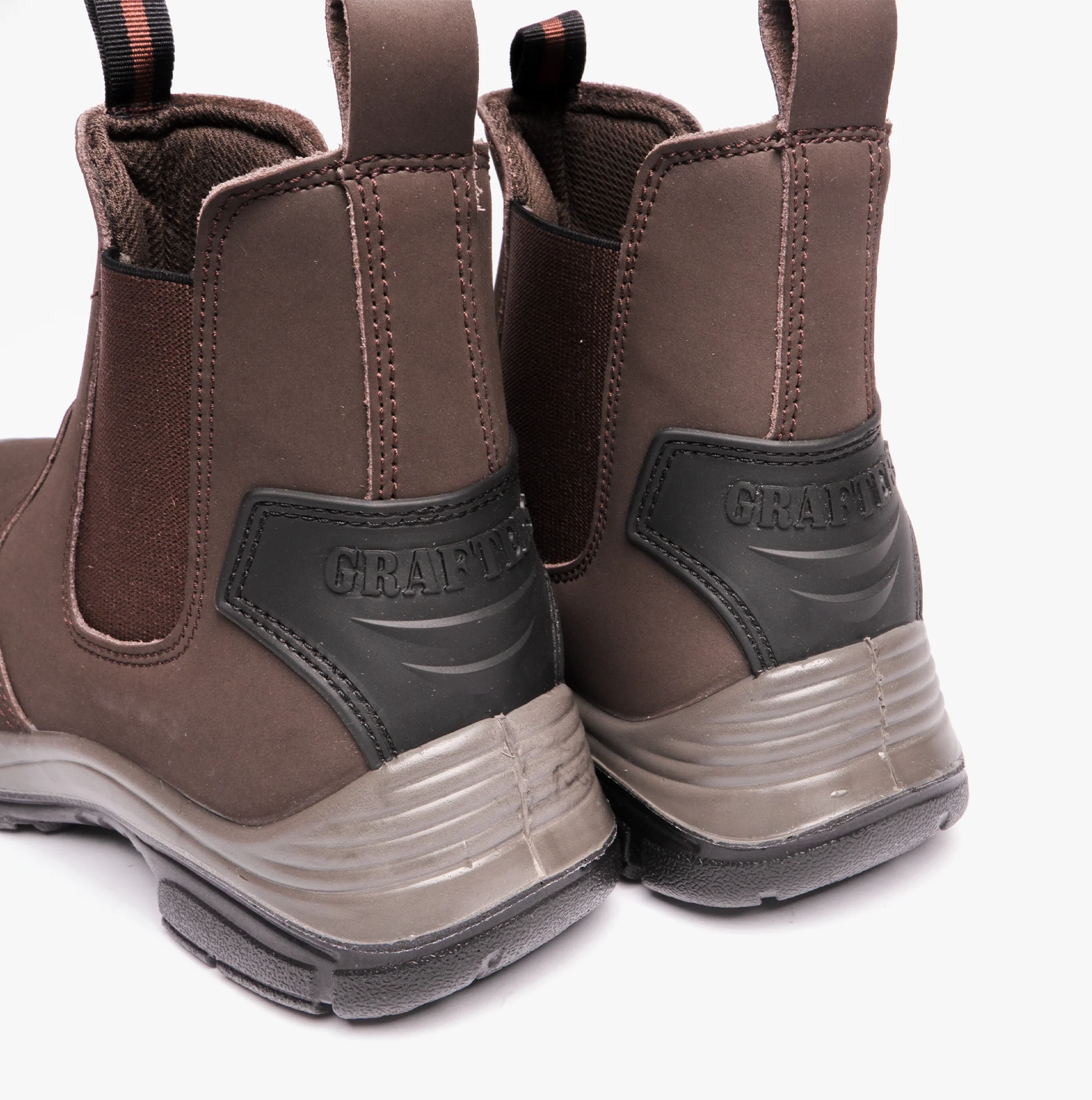 Grafters M371B Mens Coated Leather Safety Dealer Boots Brown - Image 4