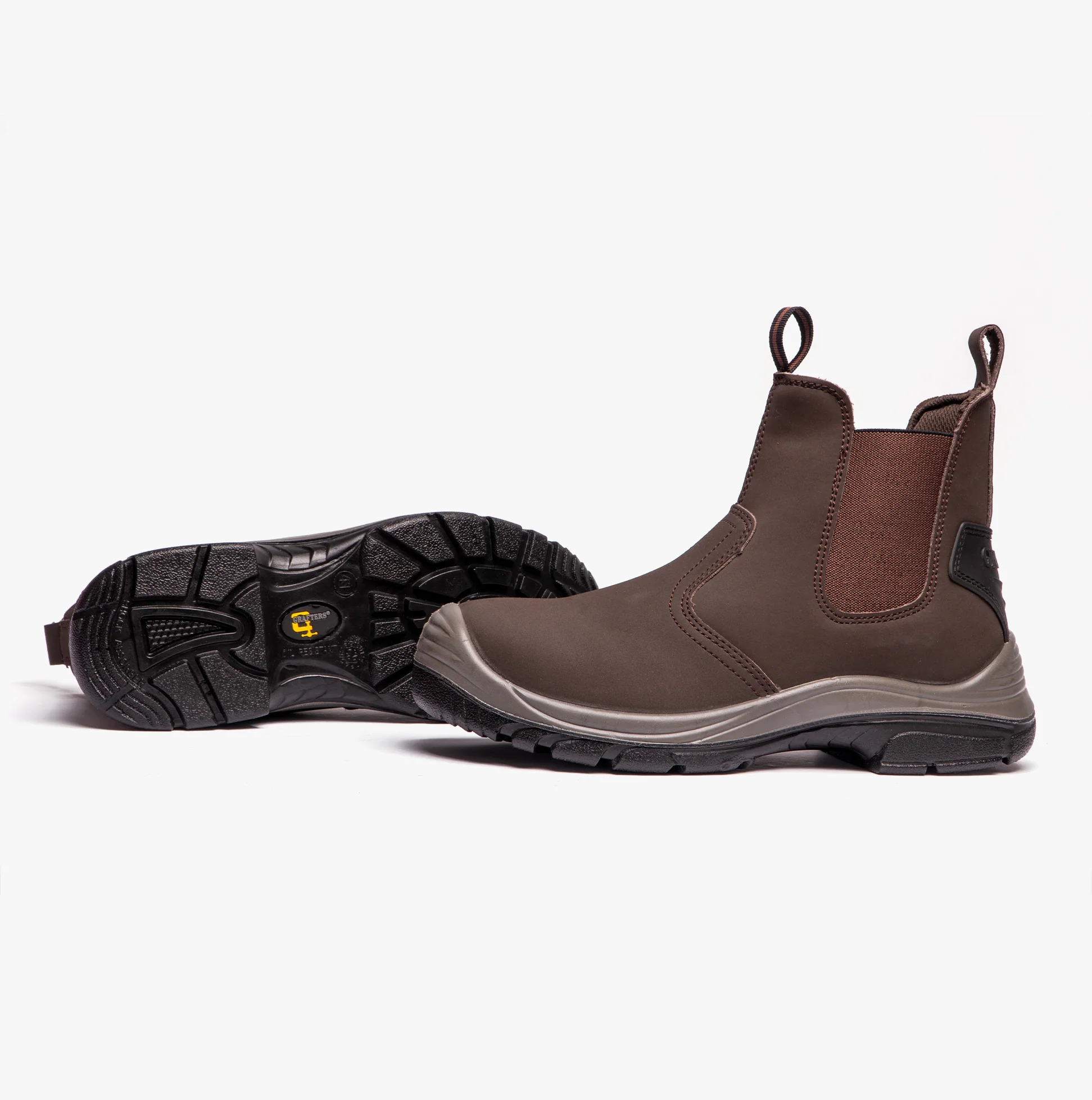 Grafters M371B Mens Coated Leather Safety Dealer Boots Brown - Image 5
