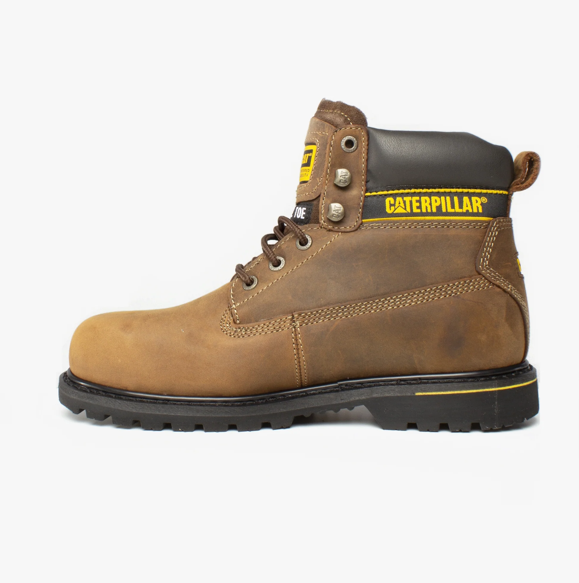 CAT HOLTON S3 Mens Leather Safety Boots Brown - Image 2