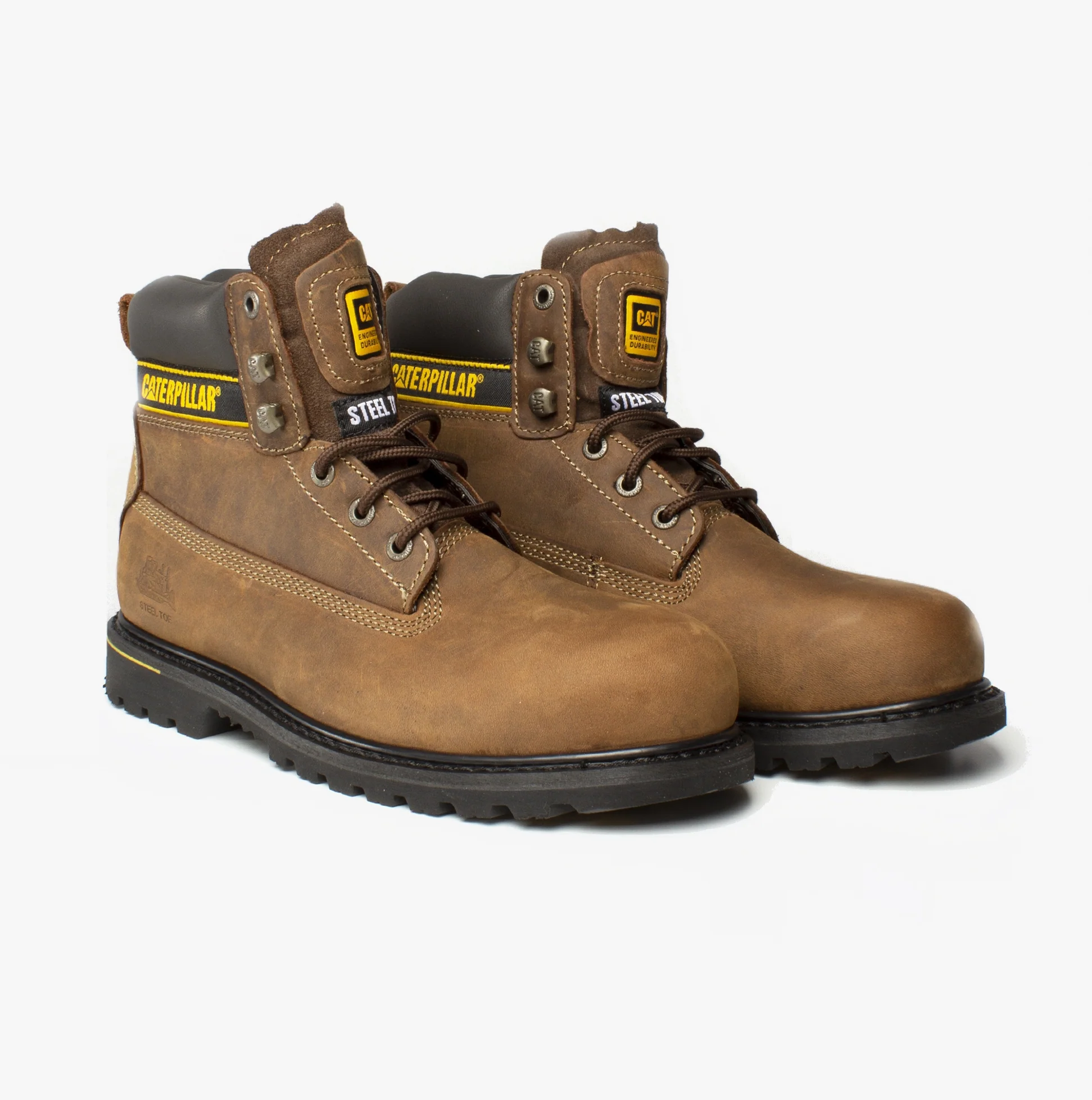 CAT HOLTON S3 Mens Leather Safety Boots Brown - Image 3