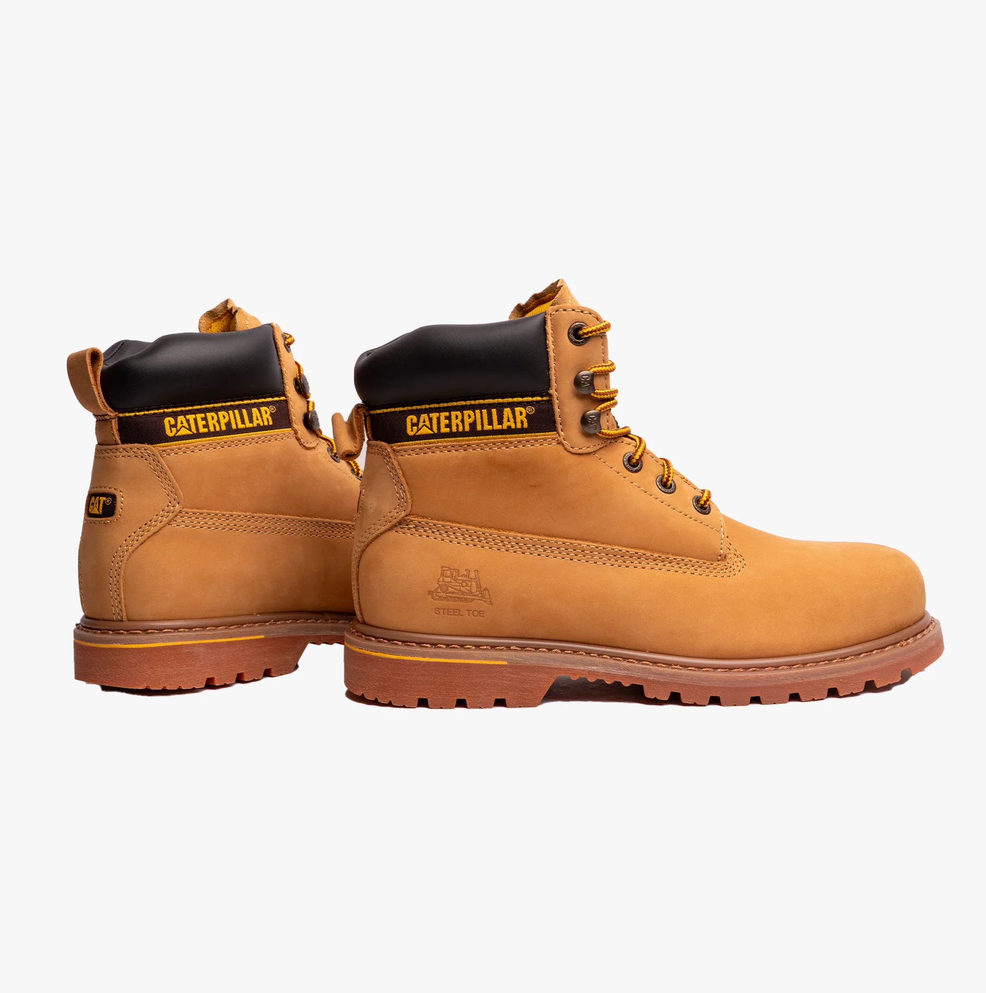 CAT HOLTON S3 Mens Leather Safety Boots Honey - Image 2