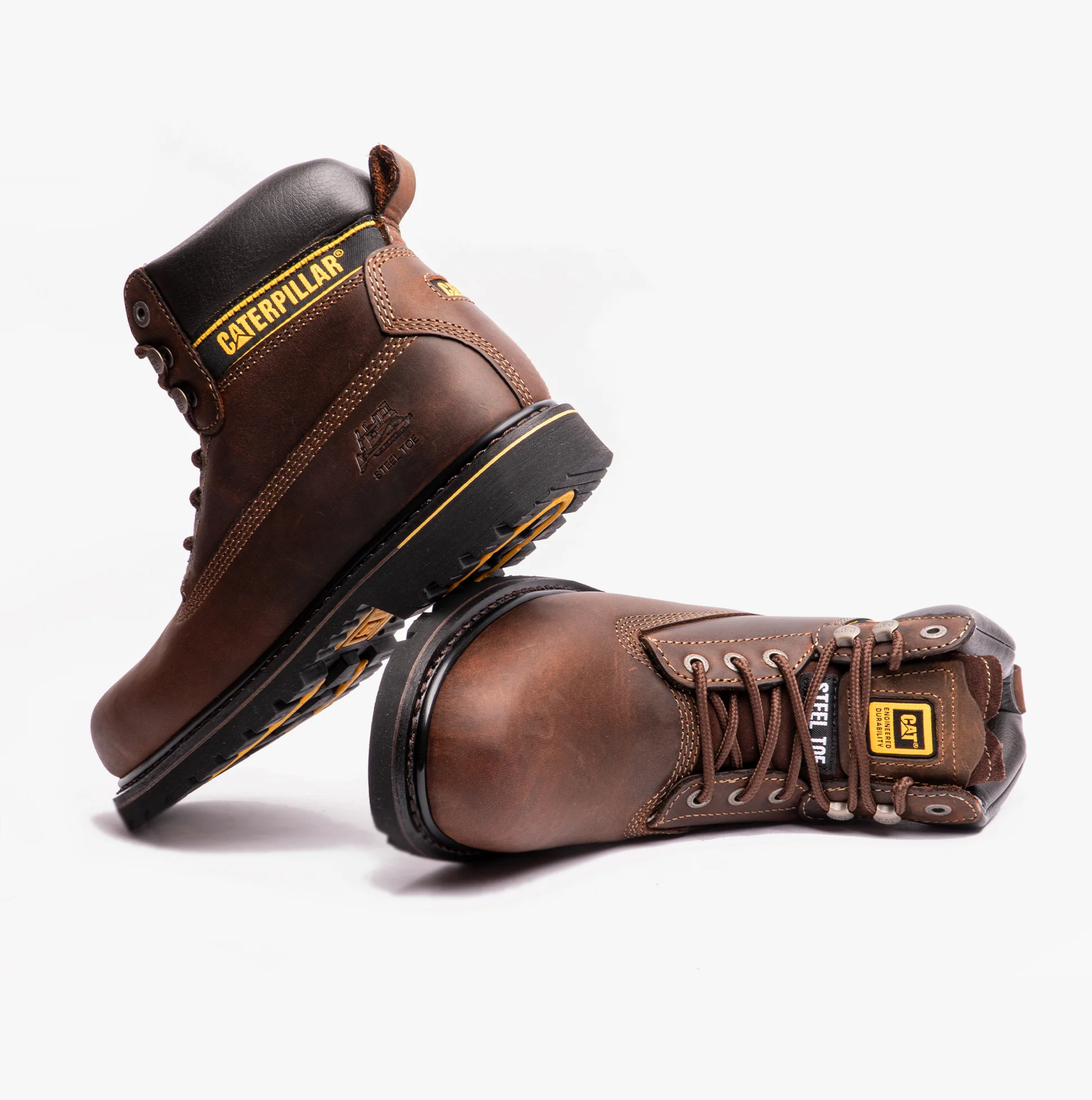 CAT HOLTON SB Mens Leather Safety Boots Brown - Image 5