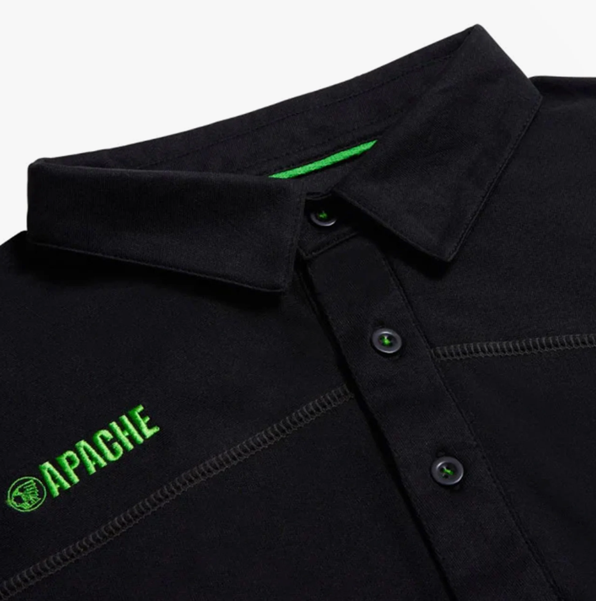 Apache LANGLEY Mens Polo Shirt Black Grey - Image 5