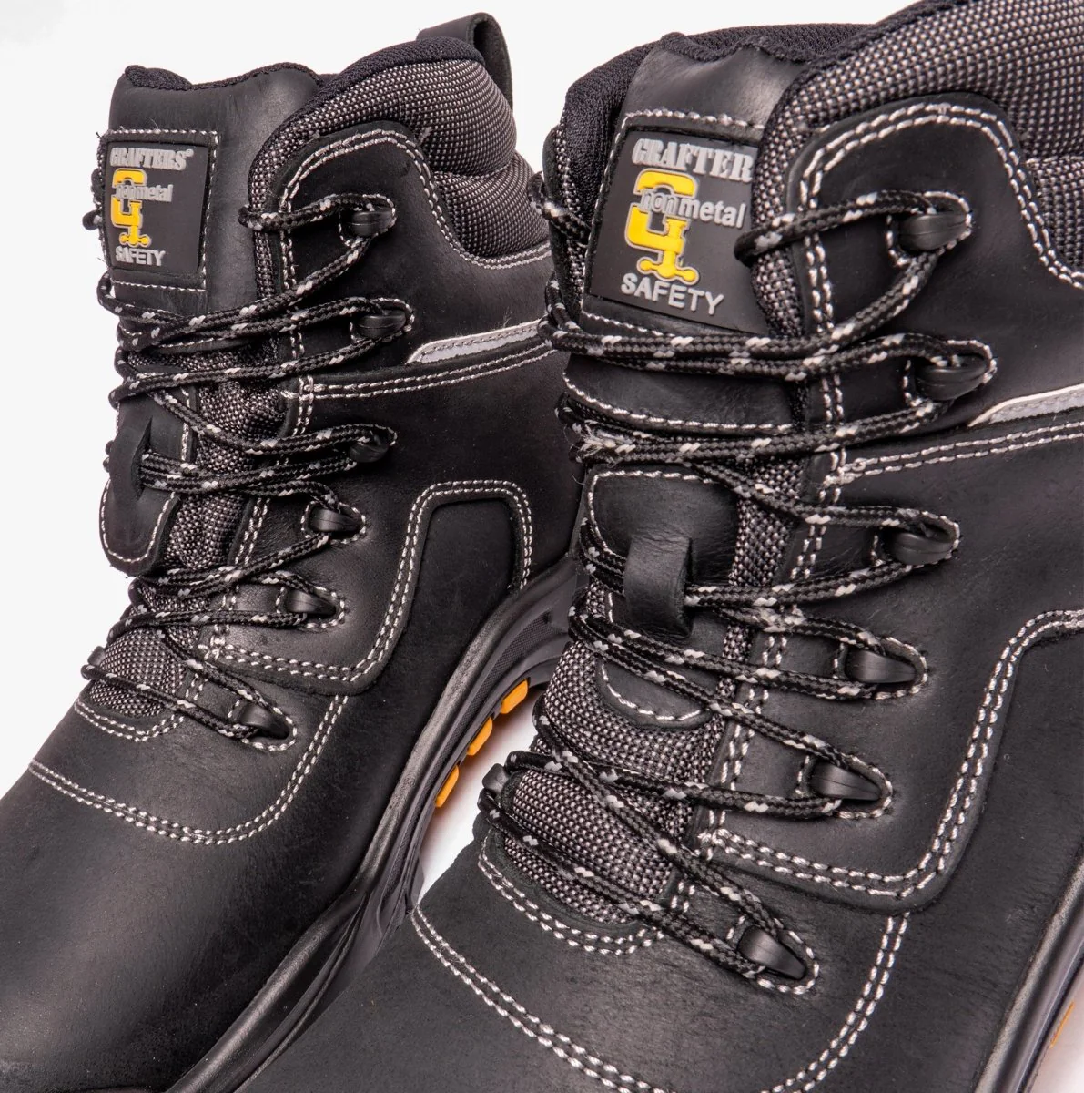 M426A Mens Non-Metal Leather Safety Boots Black - Image 5