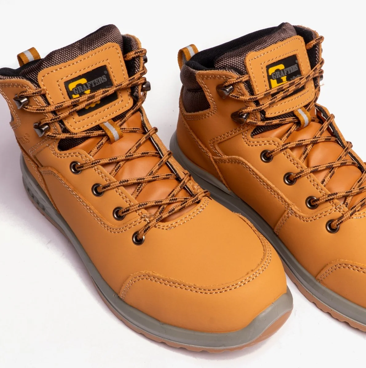 Grafters M513N Unisex Nubuck Steel Toe Boots Honey - Image 12