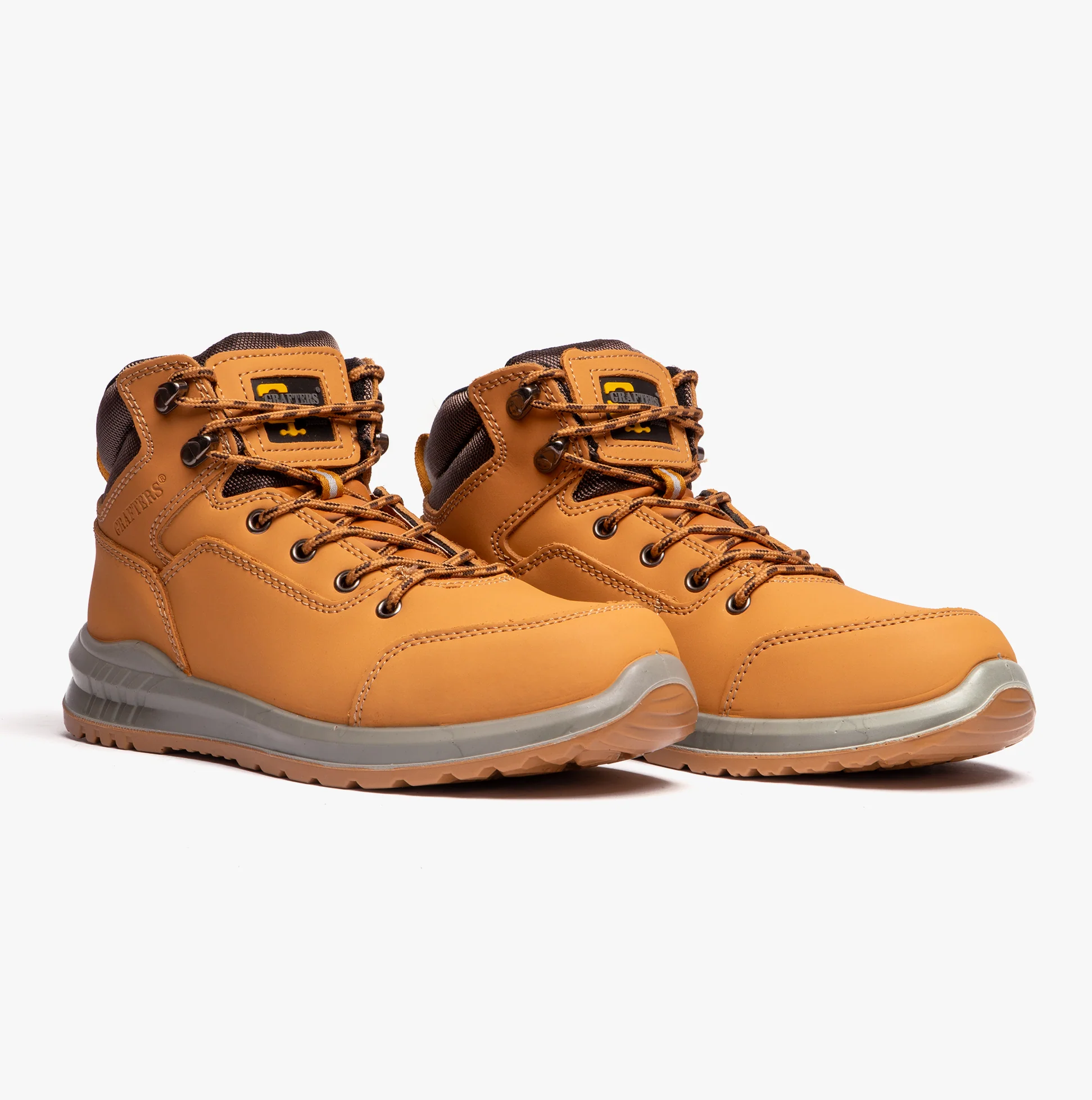 Grafters M513N Unisex Nubuck Steel Toe Boots Honey - Image 2