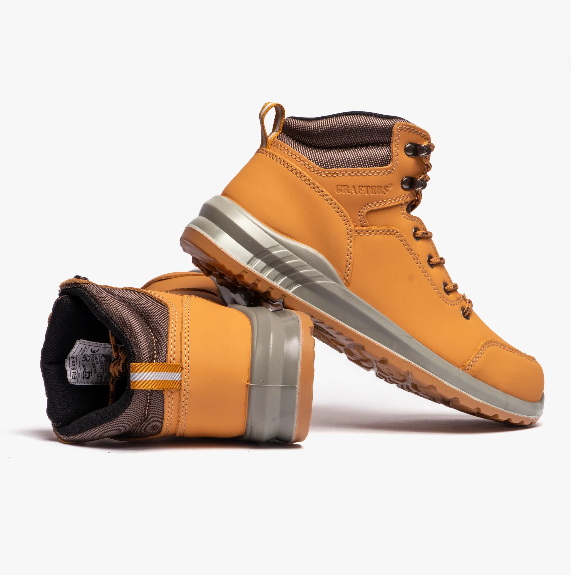 Grafters M513N Unisex Nubuck Steel Toe Boots Honey - Image 4