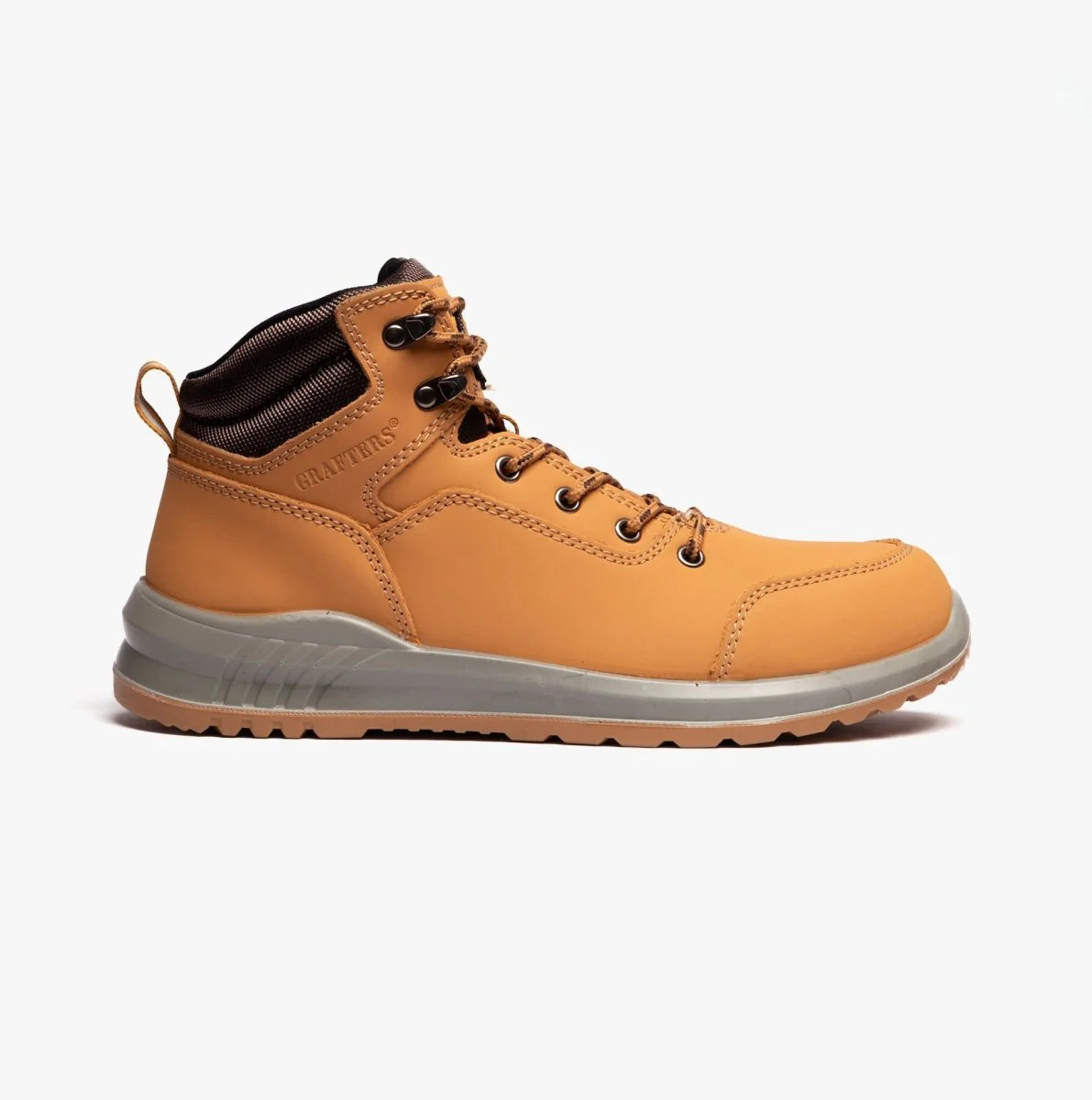 Grafters M513N Unisex Nubuck Steel Toe Boots Honey - Image 8