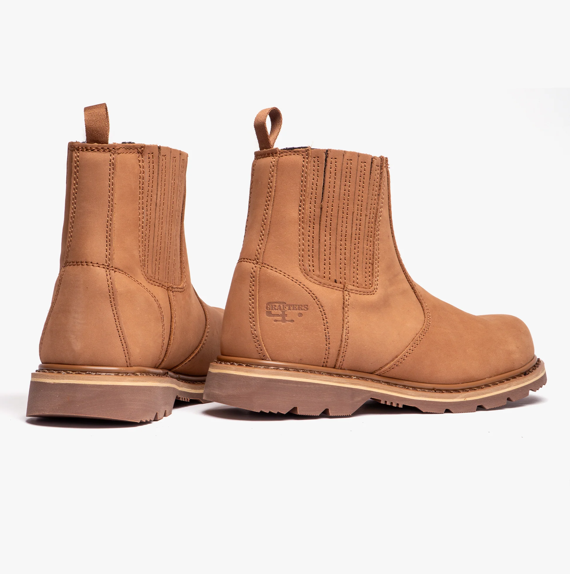 Grafters M763B Mens Leather Safety Boots Tan - Image 3