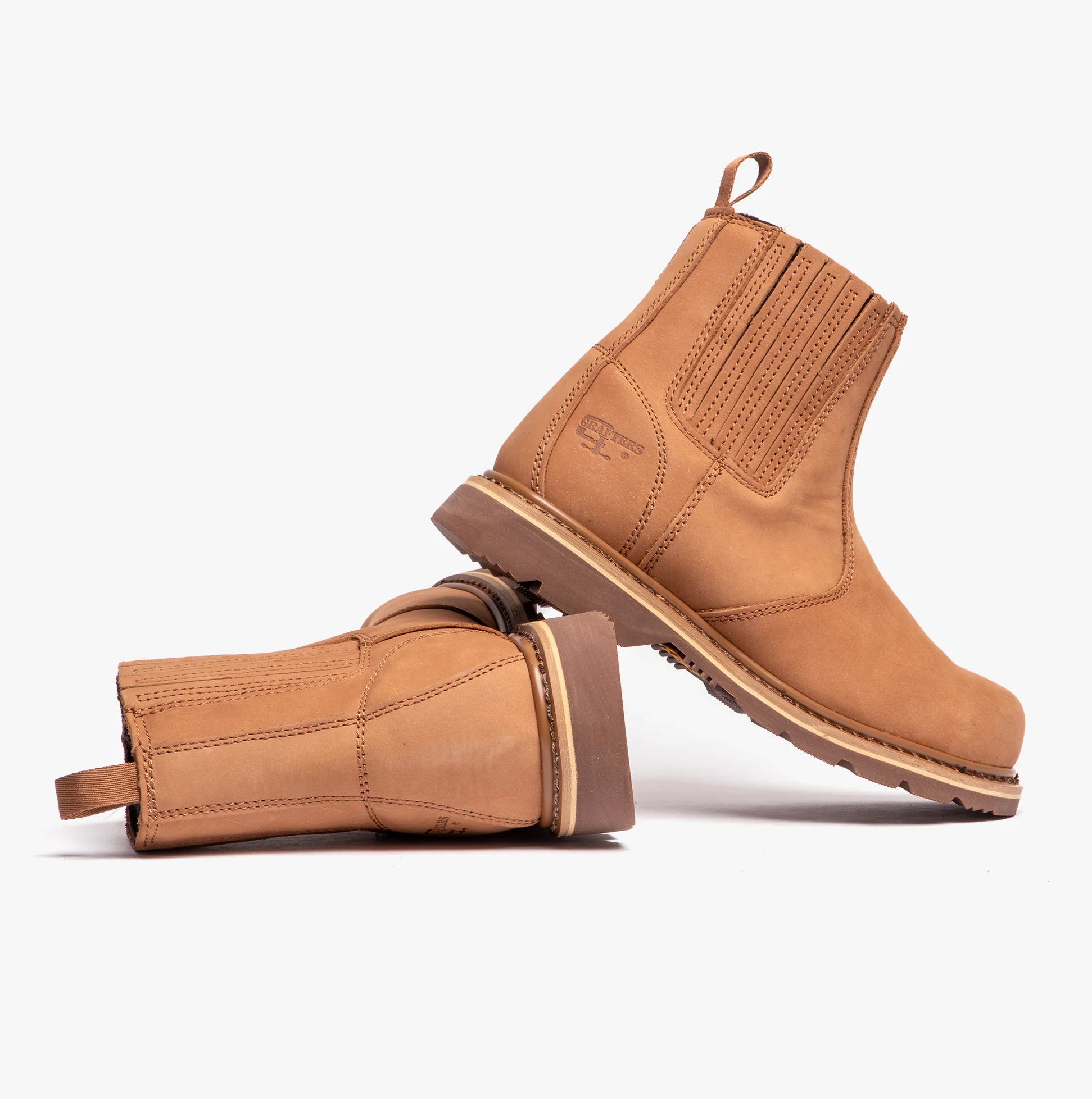 Grafters M763B Mens Leather Safety Boots Tan - Image 4