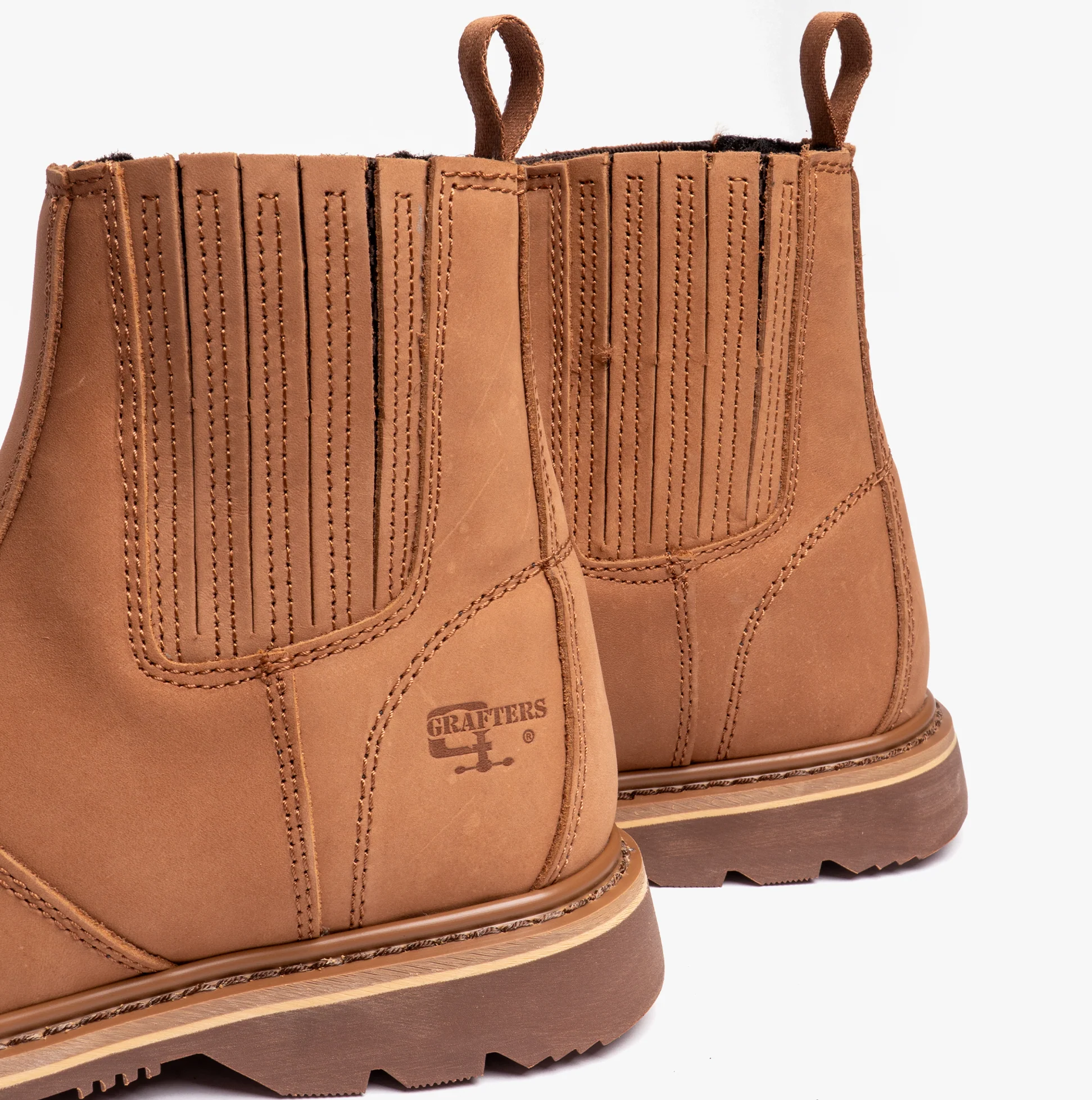 Grafters M763B Mens Leather Safety Boots Tan - Image 5