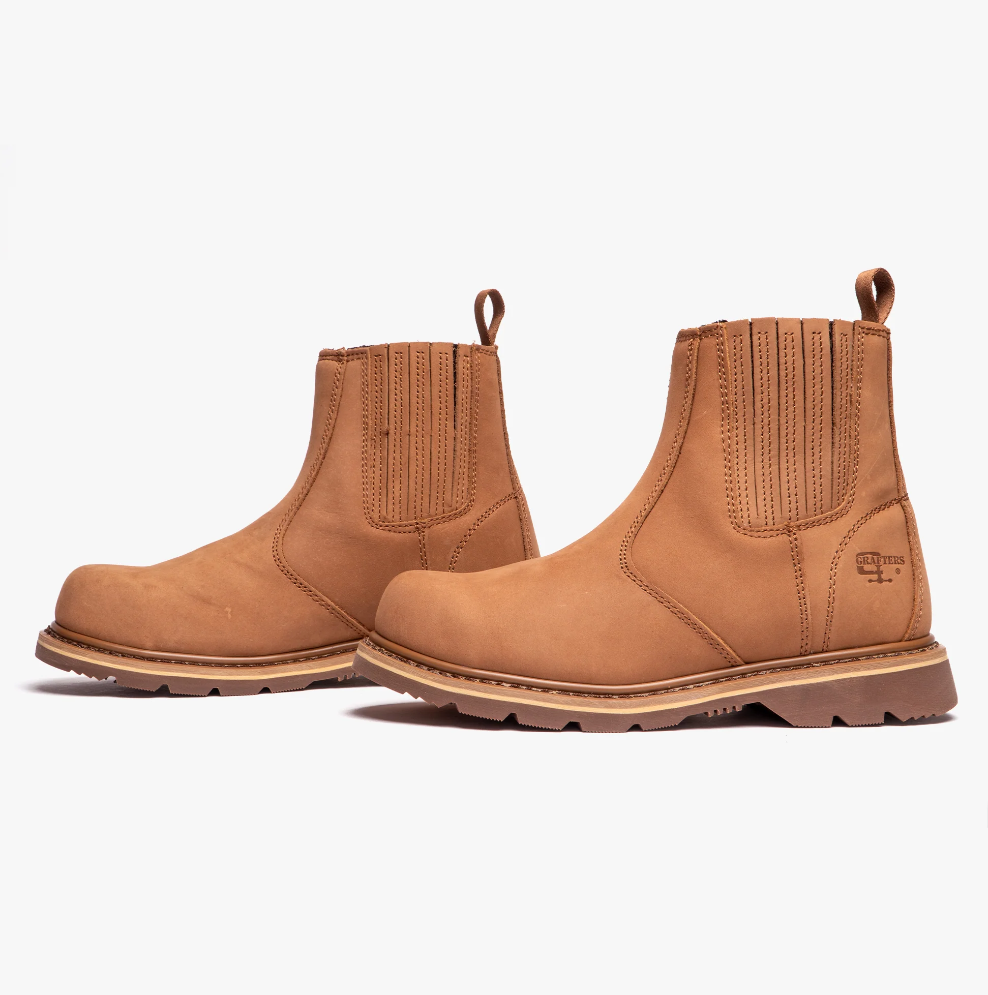 Grafters M763B Mens Leather Safety Boots Tan - Image 6