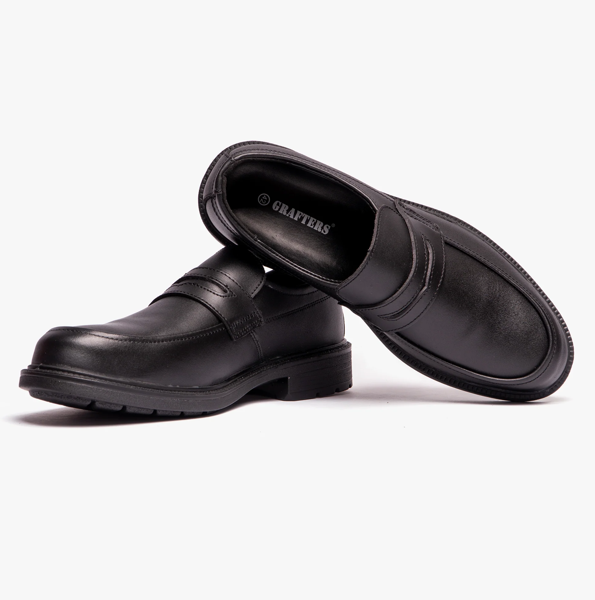 Grafters M895A Mens Leather Uniform Safety Shoes Black - Image 5