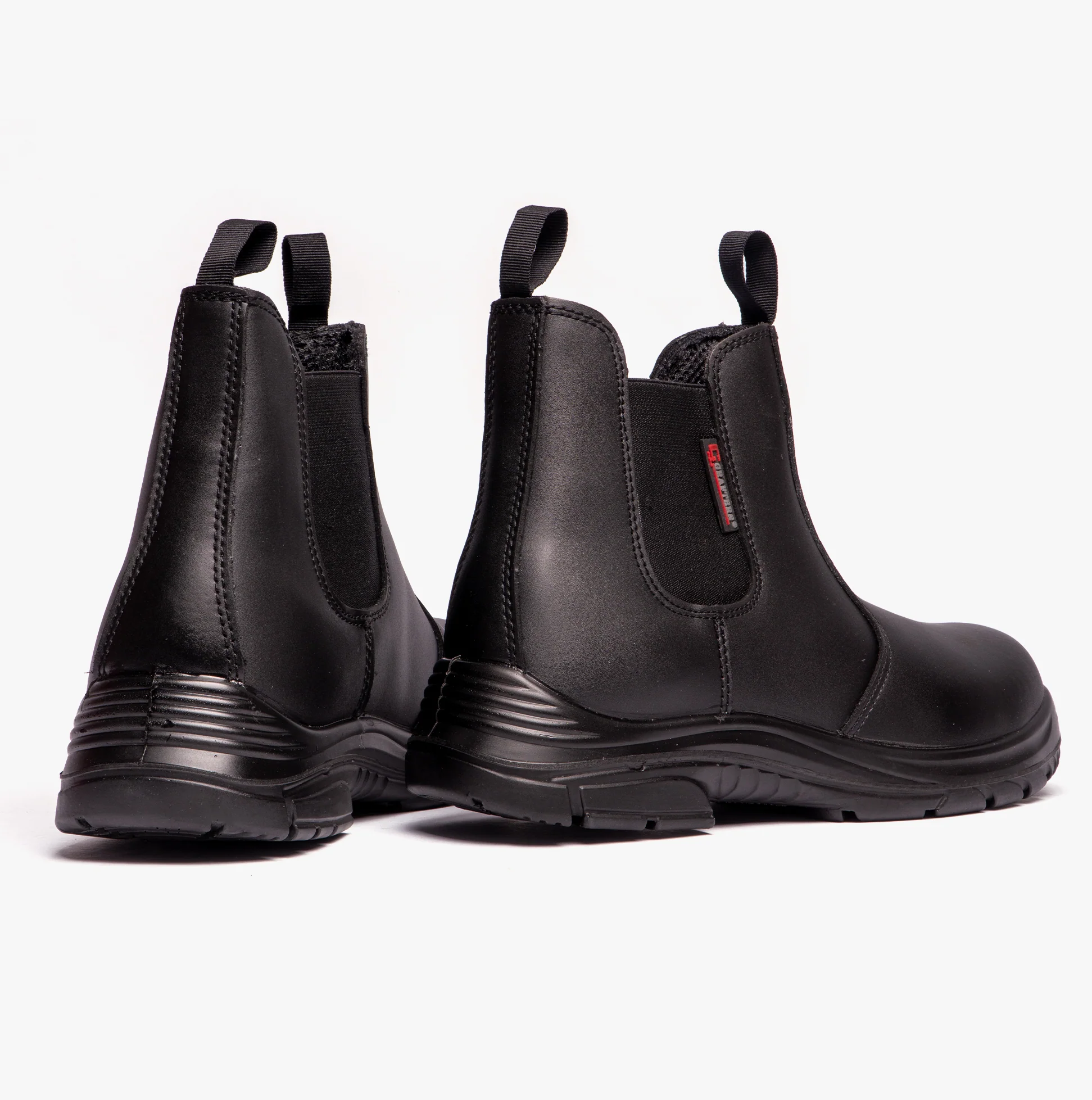 Grafters M9502A Mens Leather Super Wide Dealer Safety Boots Black - Image 3