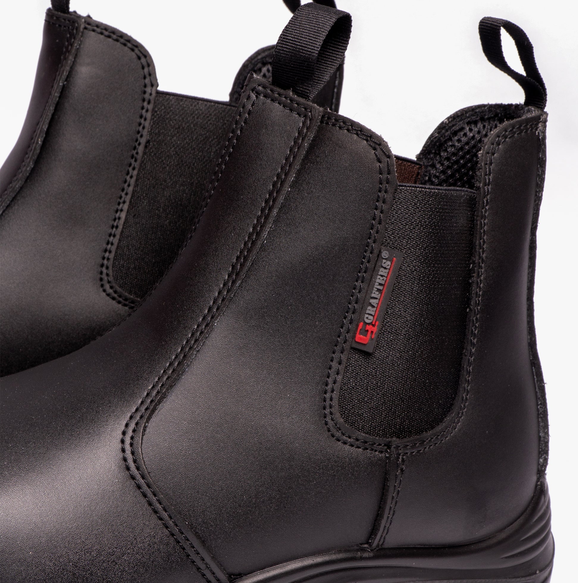 Grafters M9502A Mens Leather Super Wide Dealer Safety Boots Black - Image 6