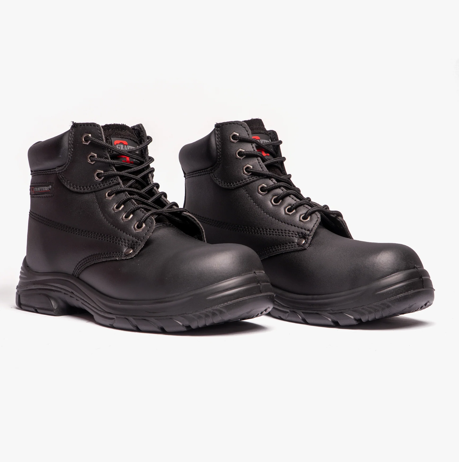 Grafters M9503A Mens Leather Super Wide Ankle Safety Boots Black - Image 2