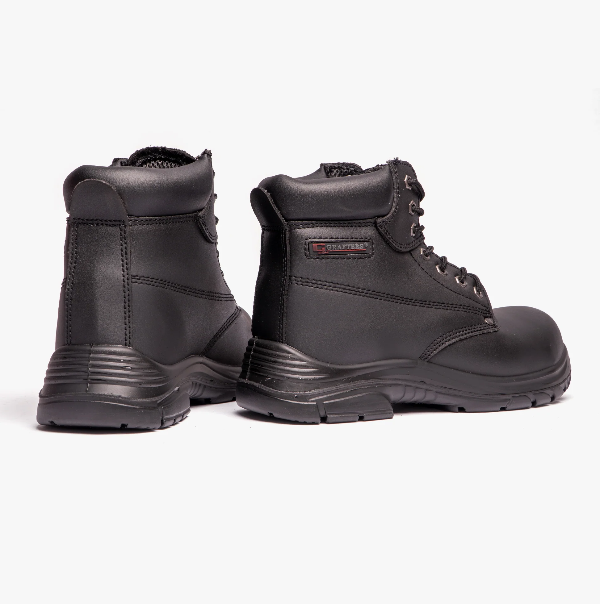 Grafters M9503A Mens Leather Super Wide Ankle Safety Boots Black - Image 3