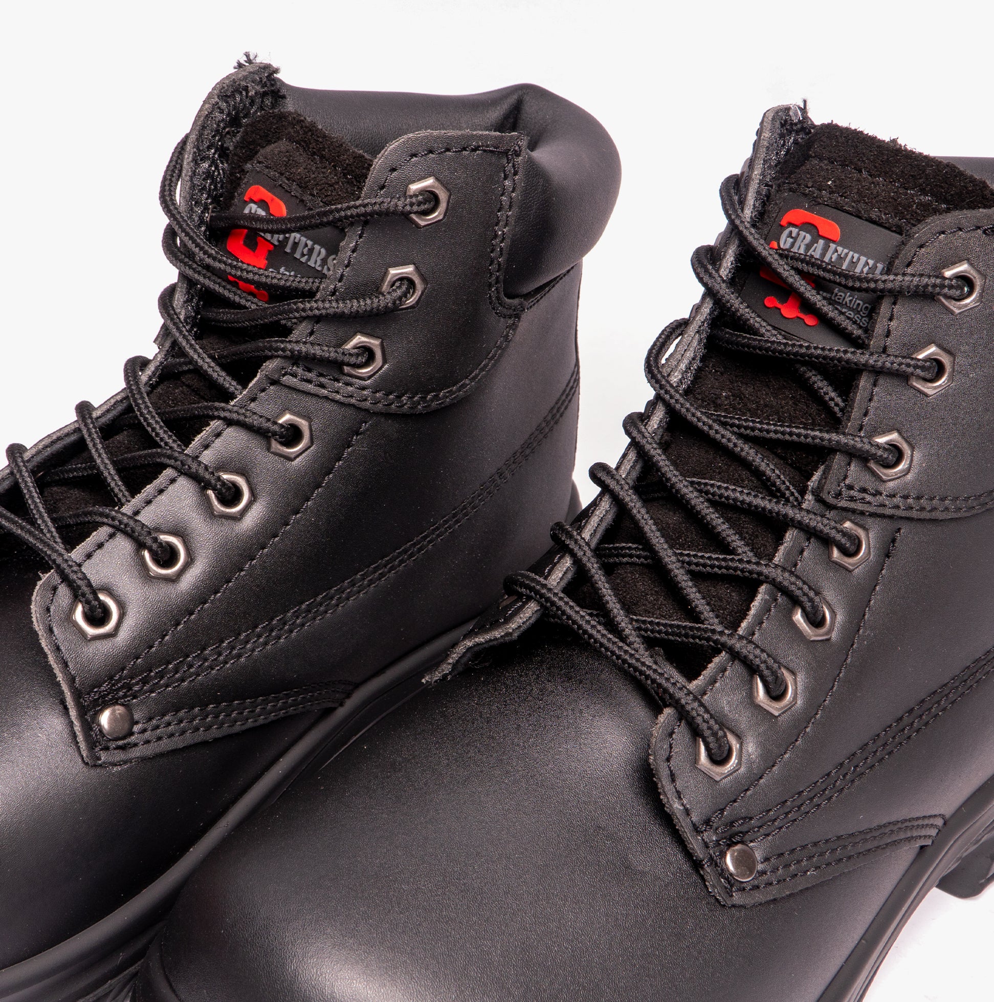 Grafters M9503A Mens Leather Super Wide Ankle Safety Boots Black - Image 5