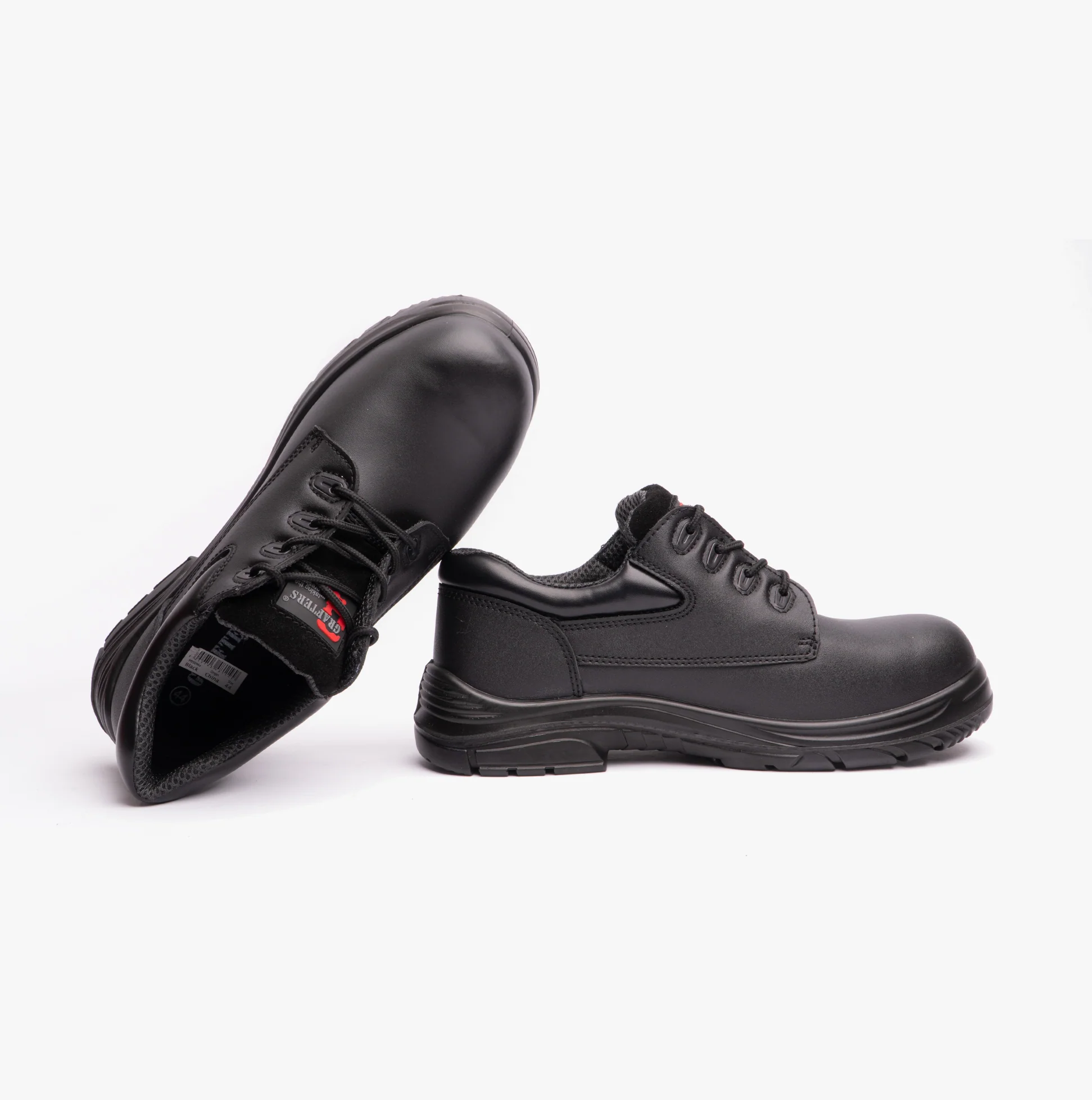 Grafters M9504A Mens Leather Super Wide Safety Shoes Black - Image 3