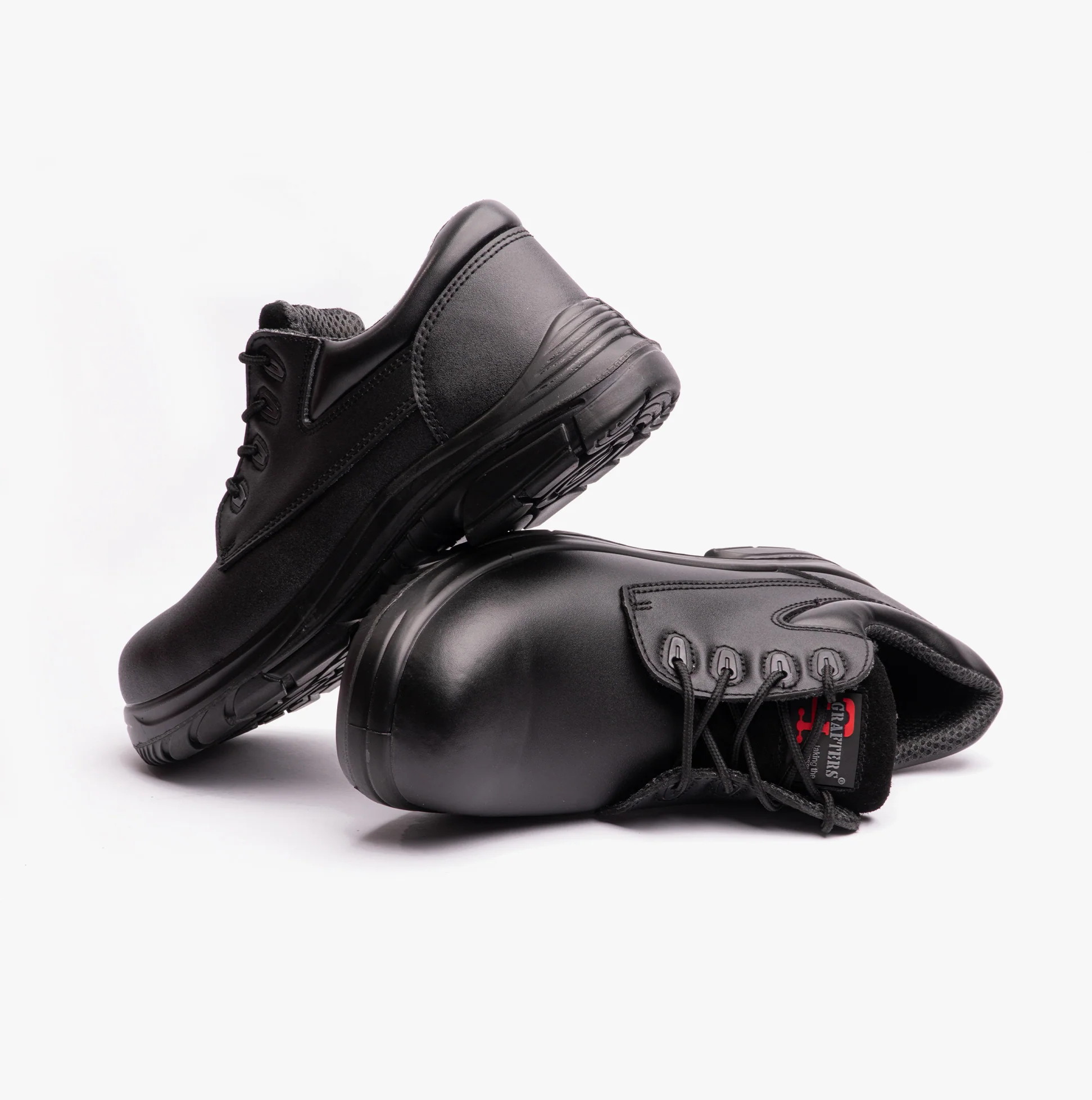 Grafters M9504A Mens Leather Super Wide Safety Shoes Black - Image 6