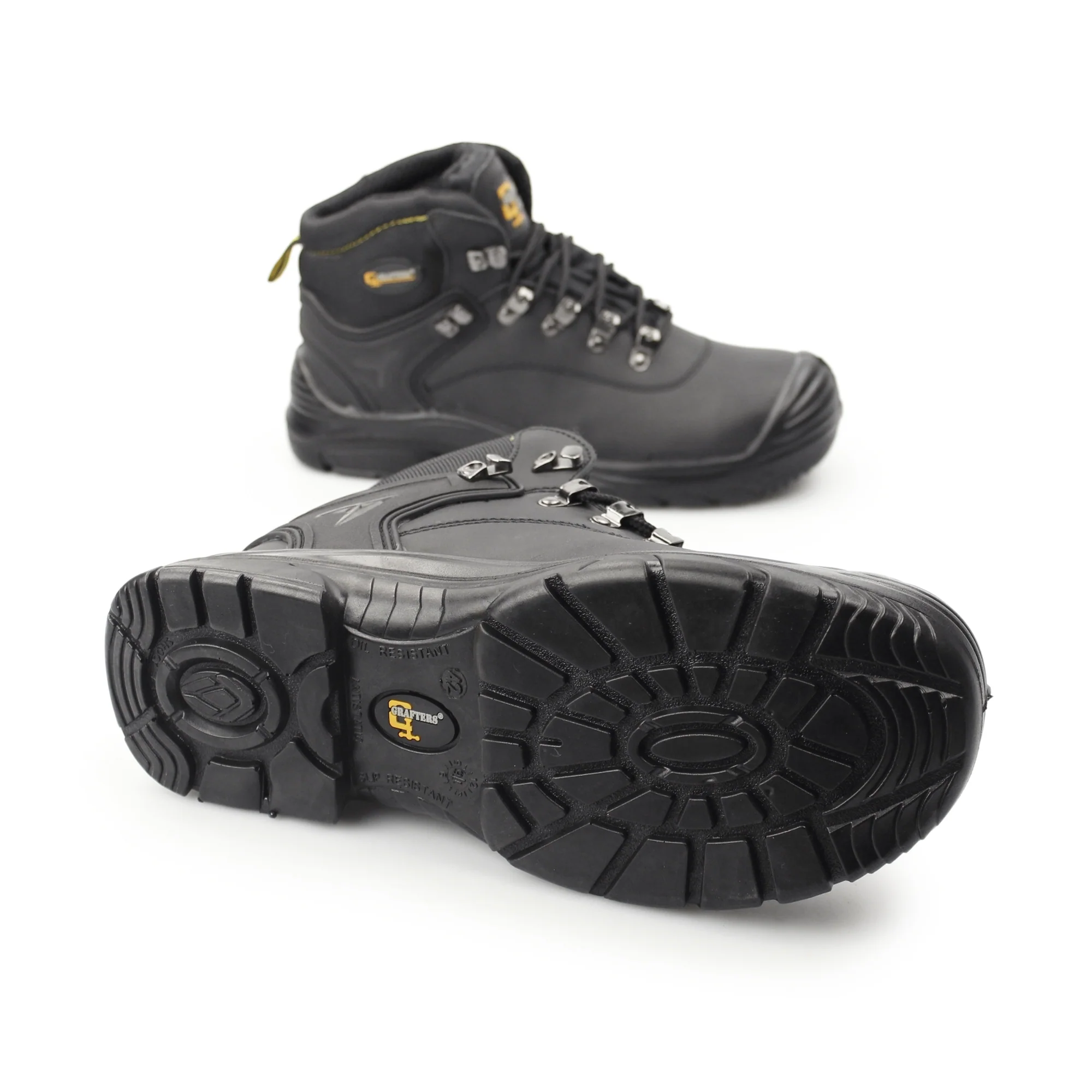Grafters M9508A Mens Leather Super Wide Safety Boots Black - Image 3