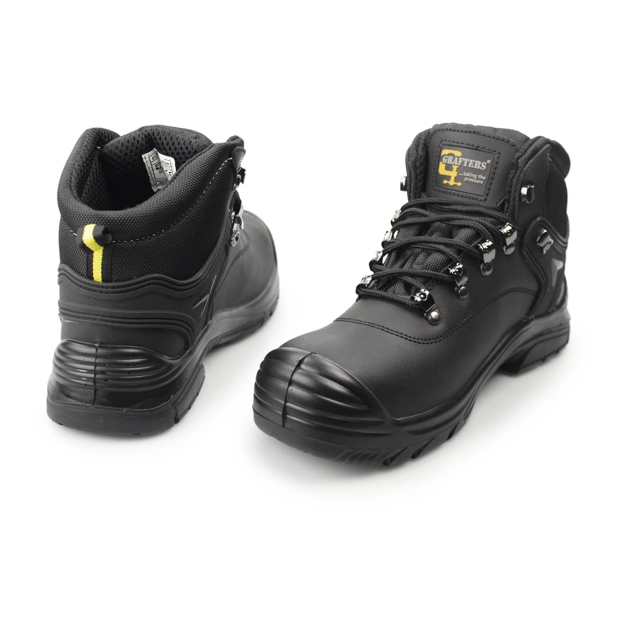 Grafters M9508A Mens Leather Super Wide Safety Boots Black - Image 4