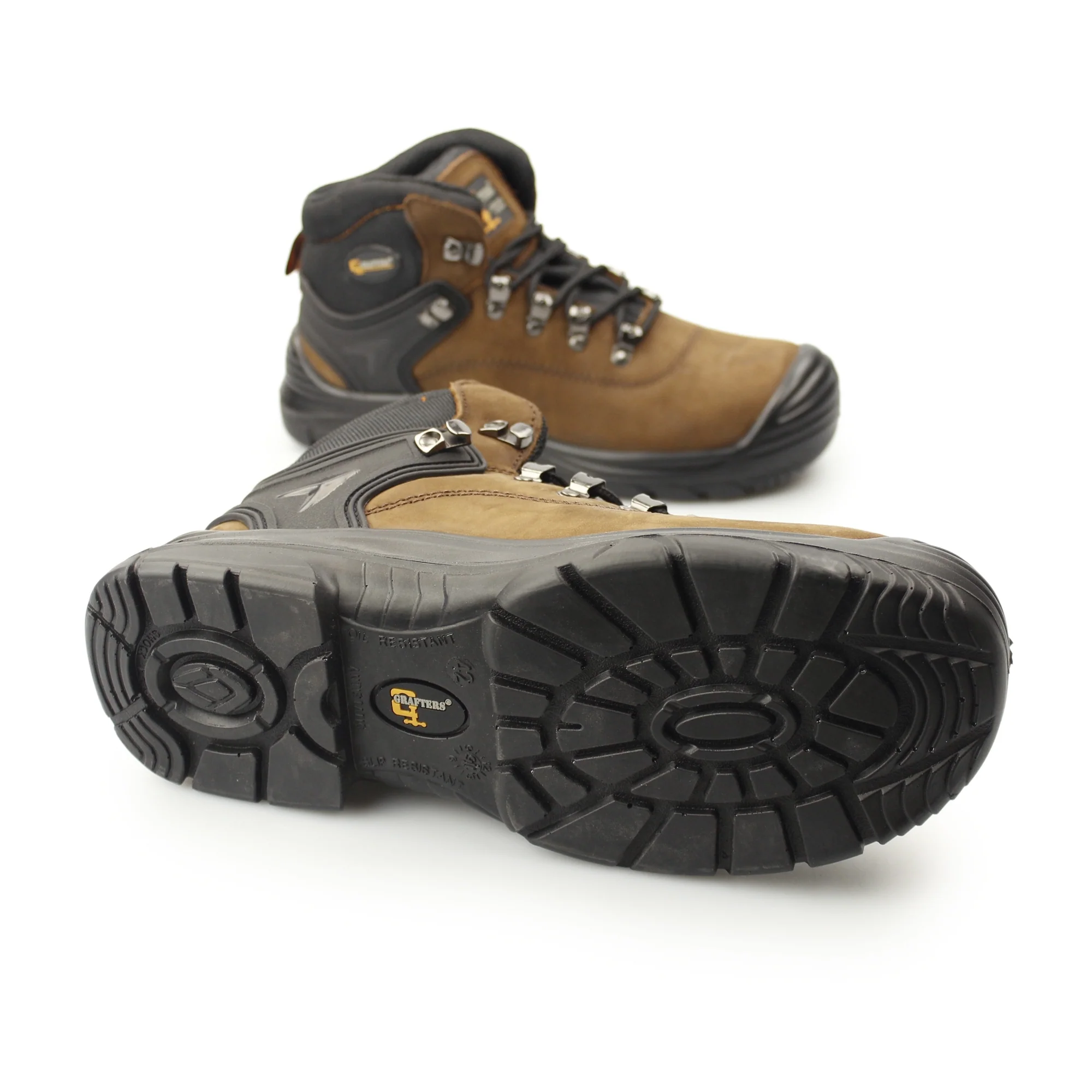 Grafters M9508B Mens Leather Super Wide Safety Boots Brown - Image 3