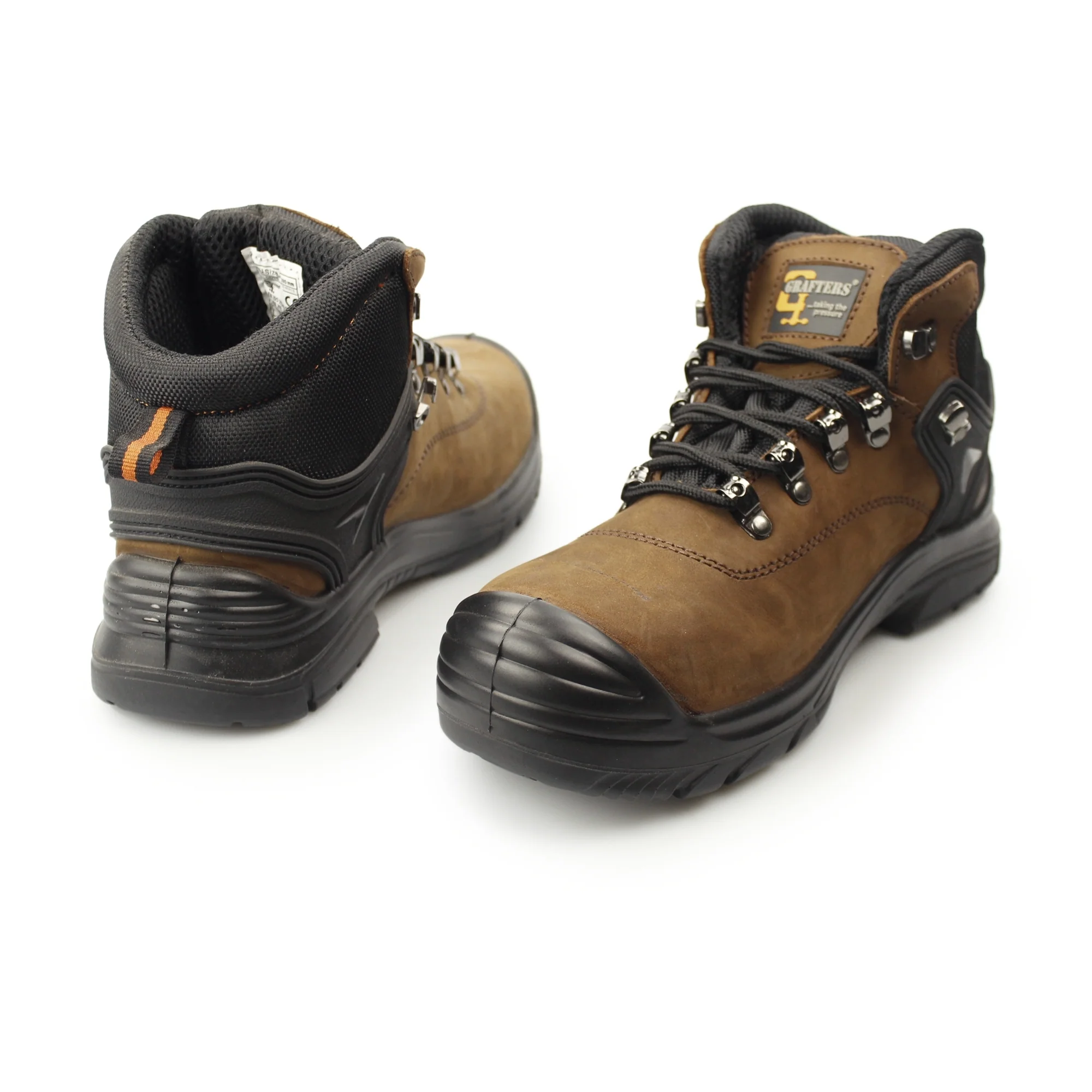 Grafters M9508B Mens Leather Super Wide Safety Boots Brown - Image 4