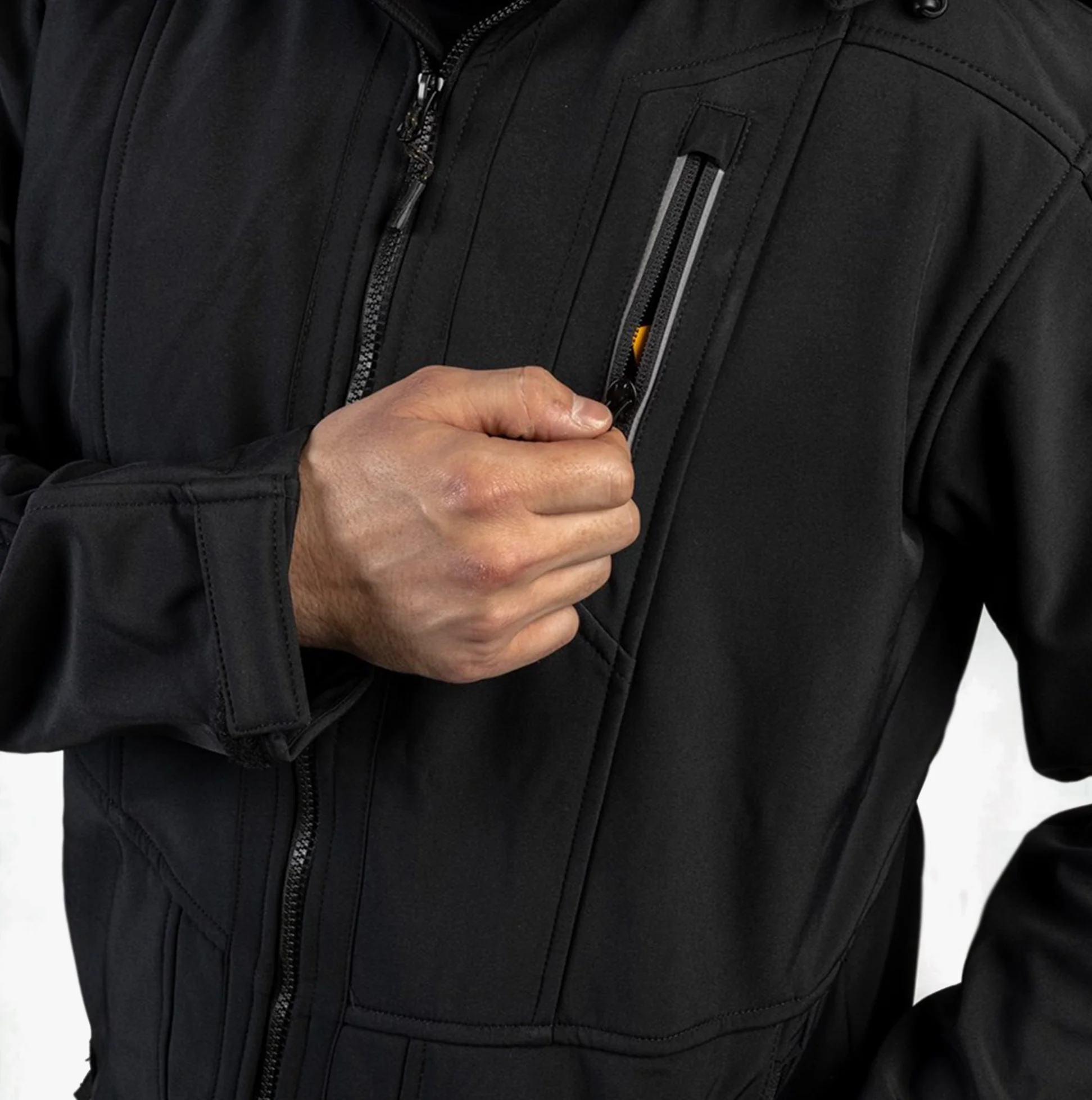 CAT MERCURY SOFT SHELL Mens Hooded Jacket Black - Image 6