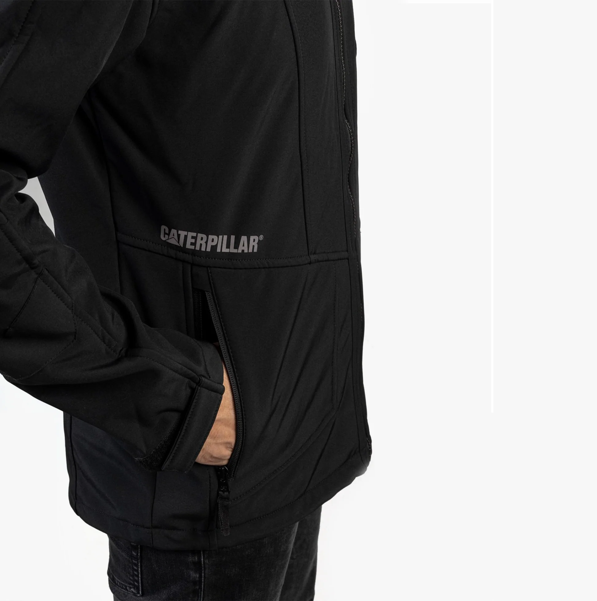 CAT MERCURY SOFT SHELL Mens Hooded Jacket Black - Image 8