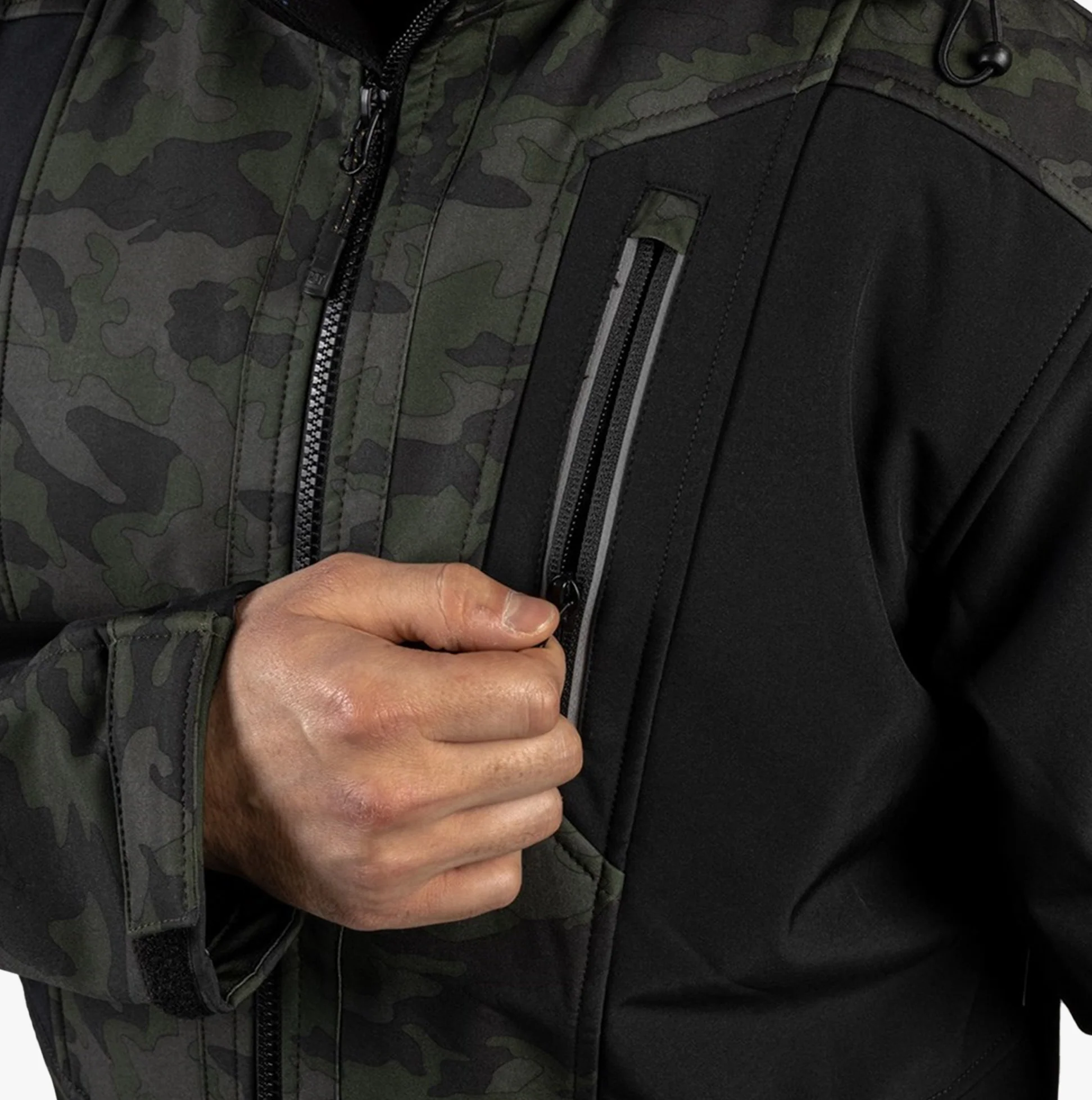 CAT MERCURY SOFT SHELL Mens Hooded Jacket Multicoloured - Image 4