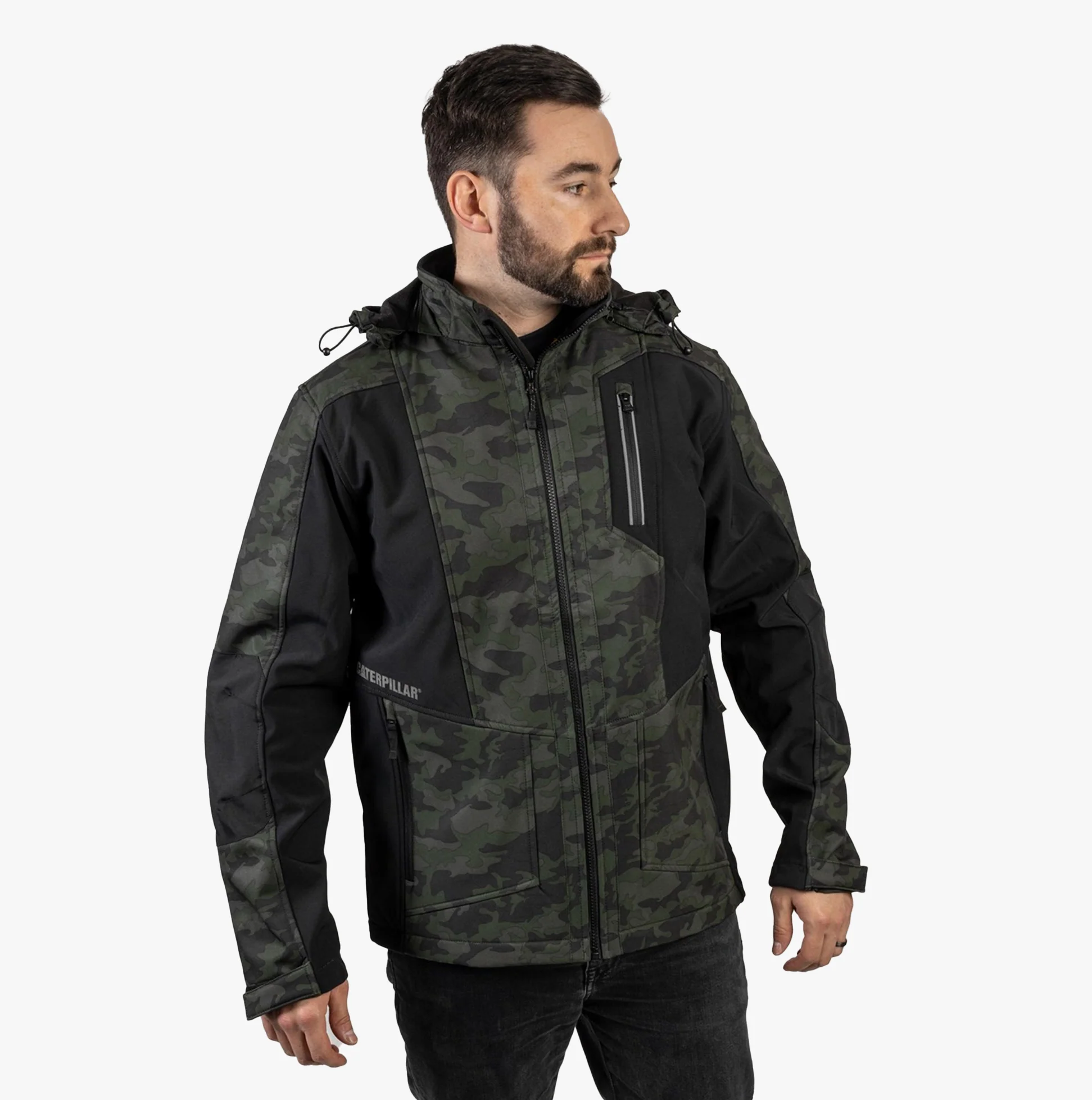 CAT MERCURY SOFT SHELL Mens Hooded Jacket Multicoloured - Image 5