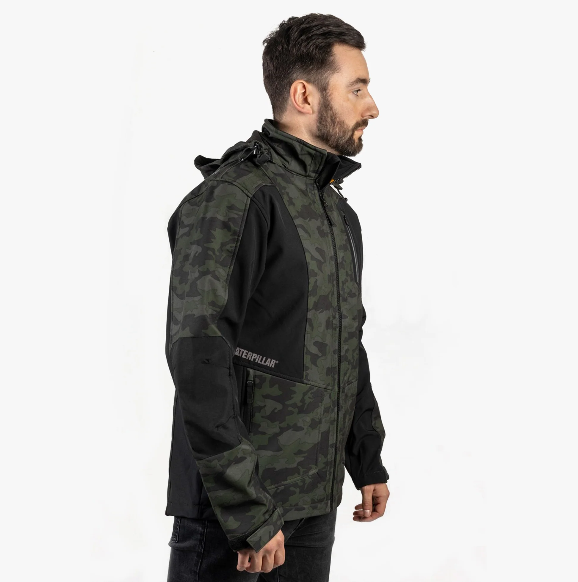 CAT MERCURY SOFT SHELL Mens Hooded Jacket Multicoloured - Image 9