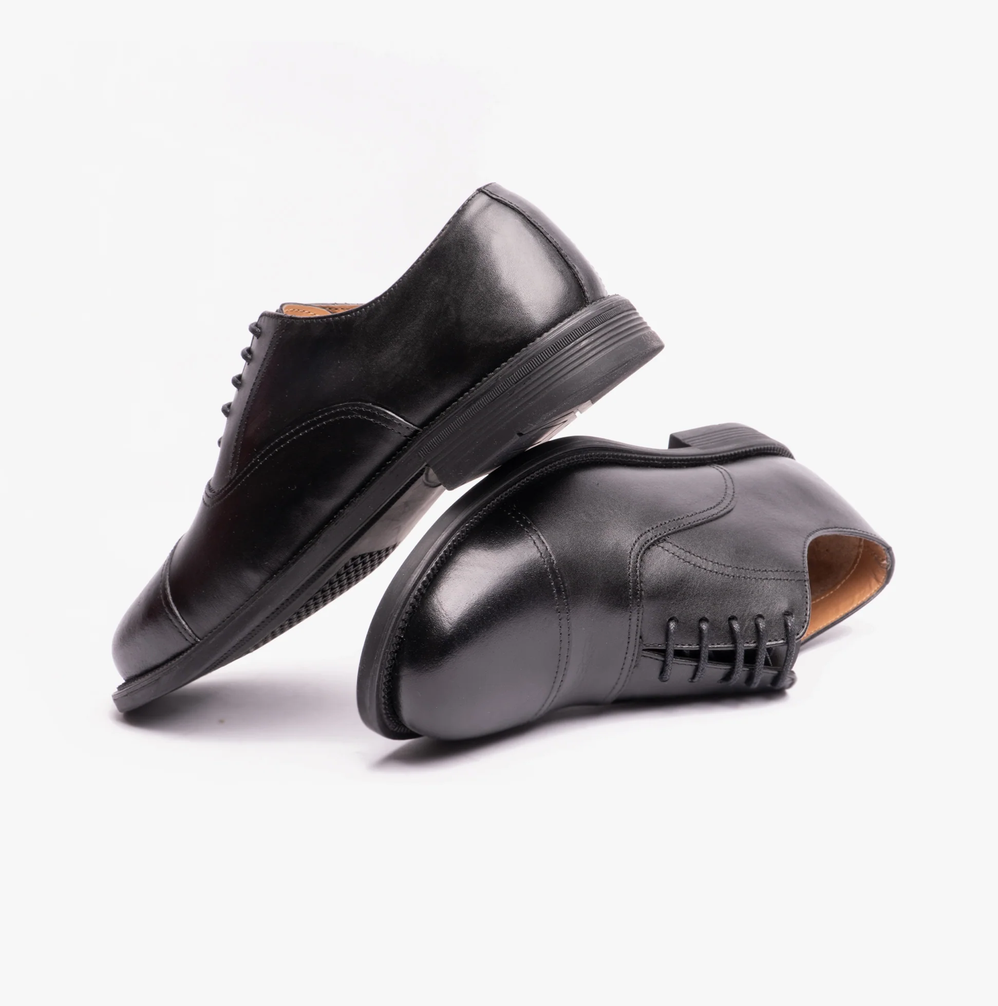 Grafters MORGAN XM620A Unisex Leather Oxford Shoes Black - Image 4