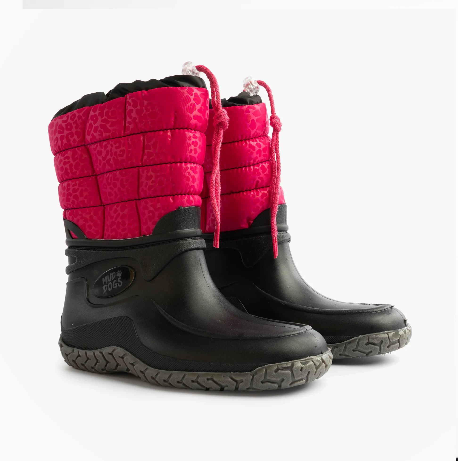 Mud Dogs NORDIC Womens Warm Lined Boots Pink/Black Leopard - Image 3