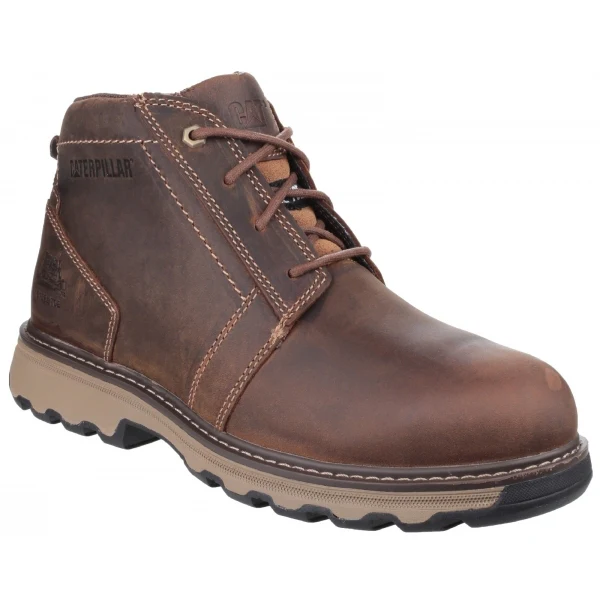 CAT PARKER Mens Leather Safety Boots Dark Beige - Image 2