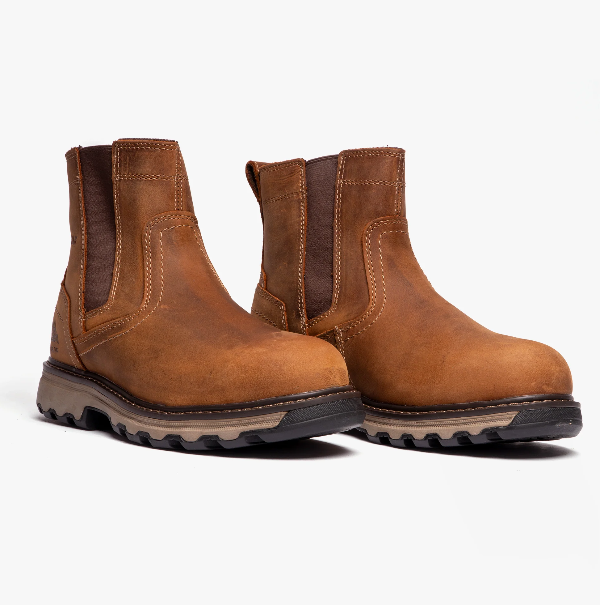 CAT PELTON Mens Dealer Safety Boots Beige - Image 6