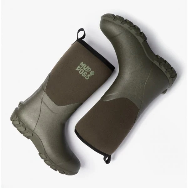 Mud Dogs RUTLAND MID Unisex Neoprene Wellies Olive - Image 14