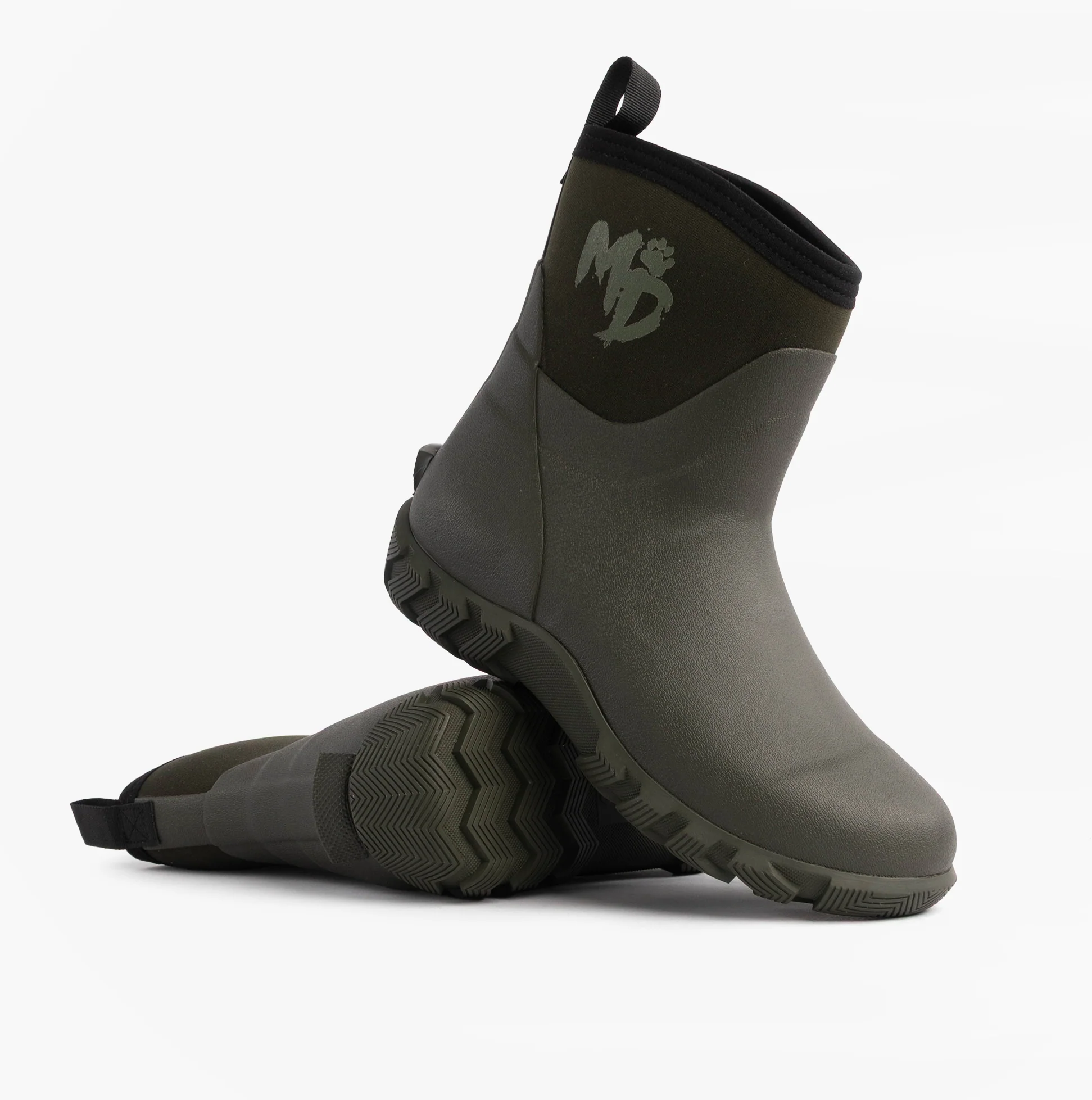 Mud Dogs RUTLAND SHORT Unisex Neoprene Wellies Olive - Image 3