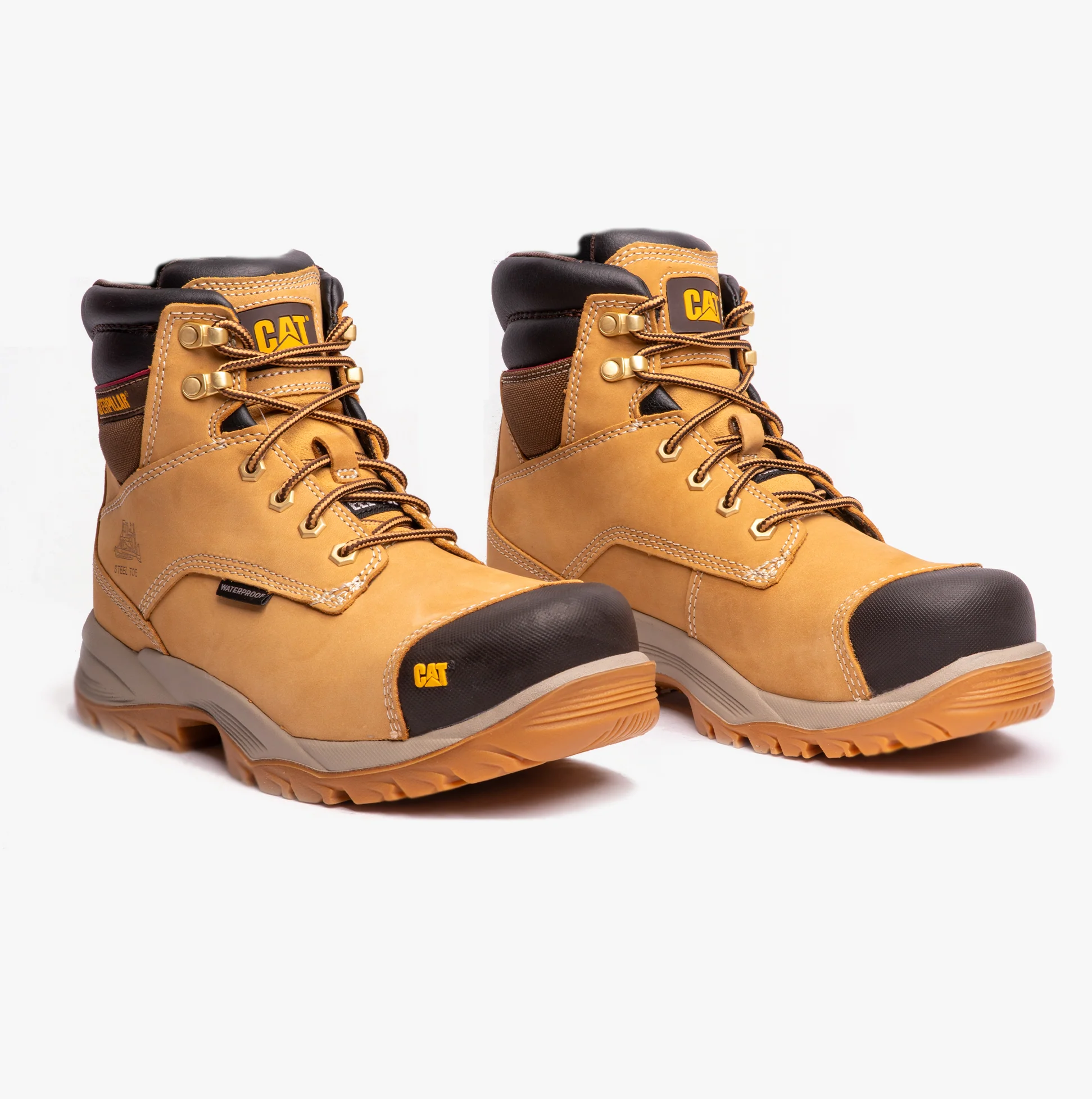 CAT SPIRO Mens Leather Safety Boots Honey - Image 2